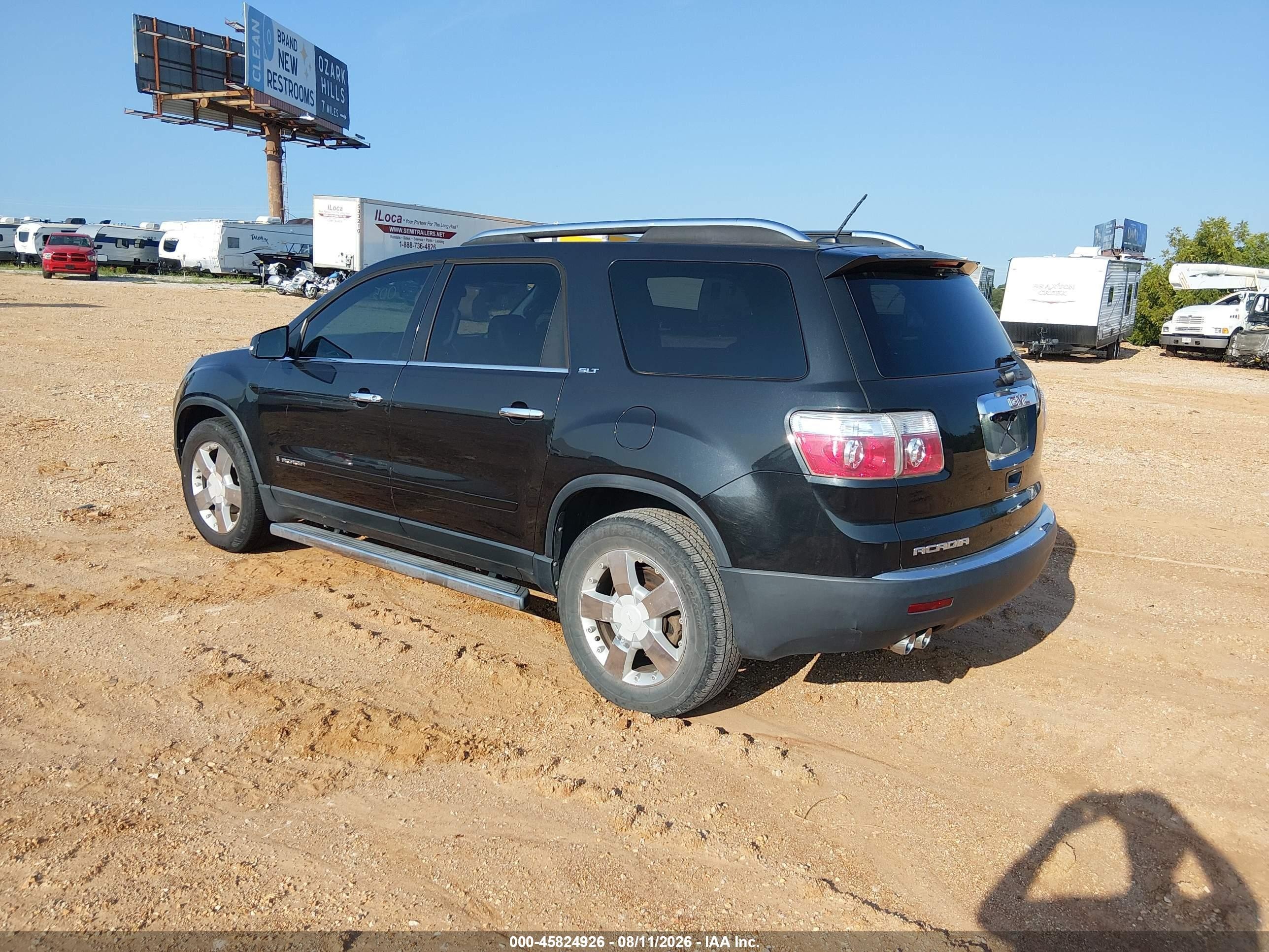 2008 Gmc Acadia Slt-1 Black vin: 1GKER23798J246877