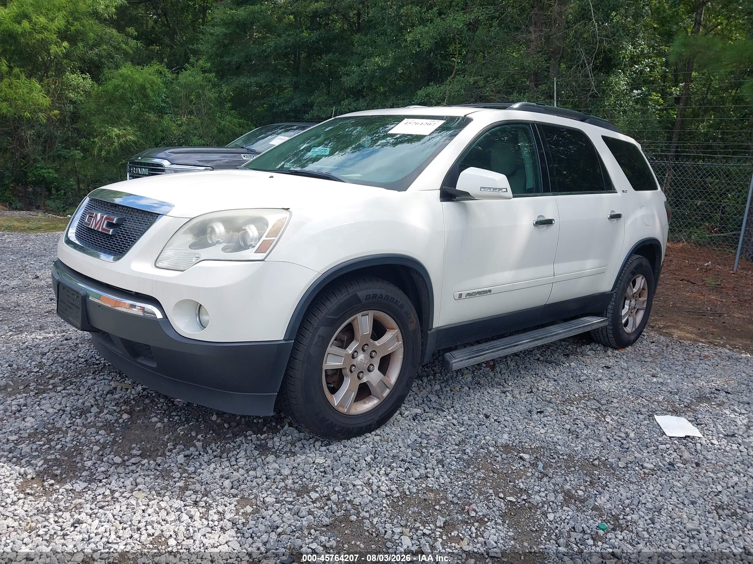 2008 Gmc Acadia Slt-1 White vin: 1GKER23798J293858