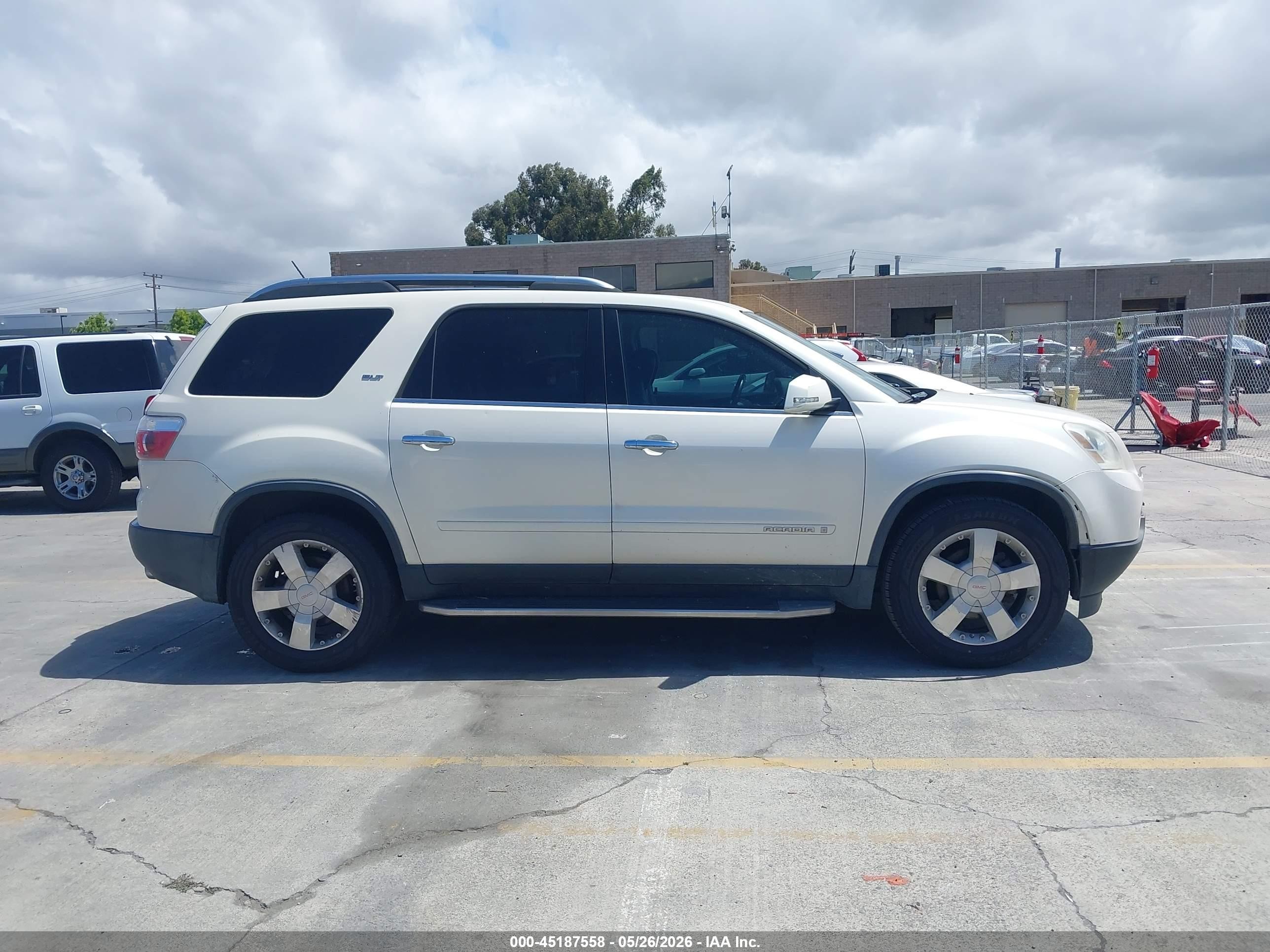 2008 Gmc Acadia Slt-2 White vin: 1GKER33708J135916