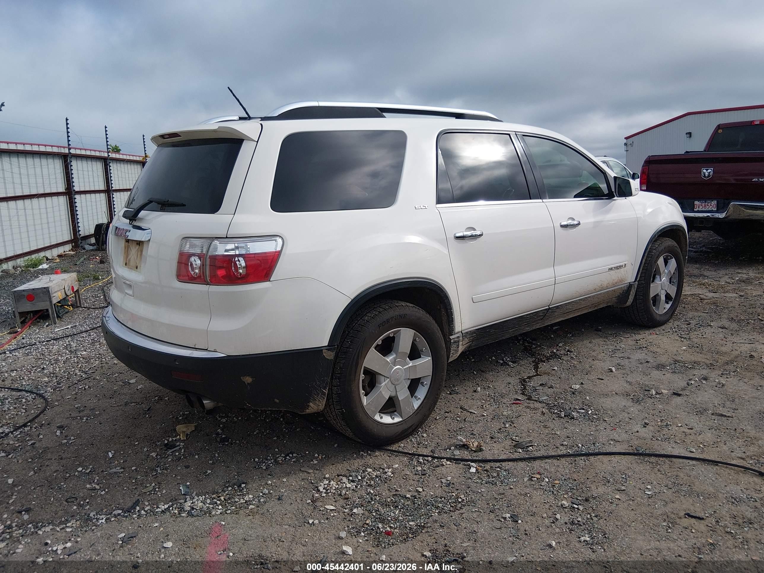 2008 Gmc Acadia Slt-2 White vin: 1GKER33738J222628