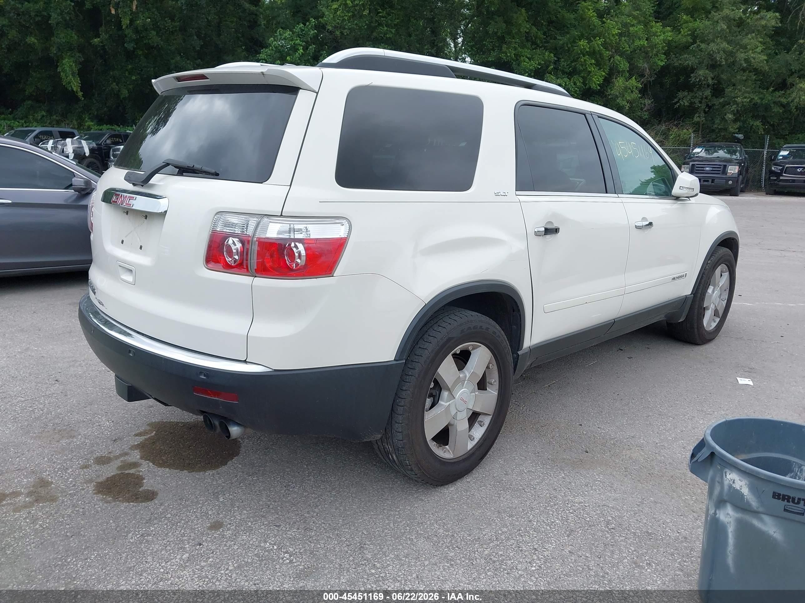 2008 Gmc Acadia Slt-2 White vin: 1GKER33748J254150
