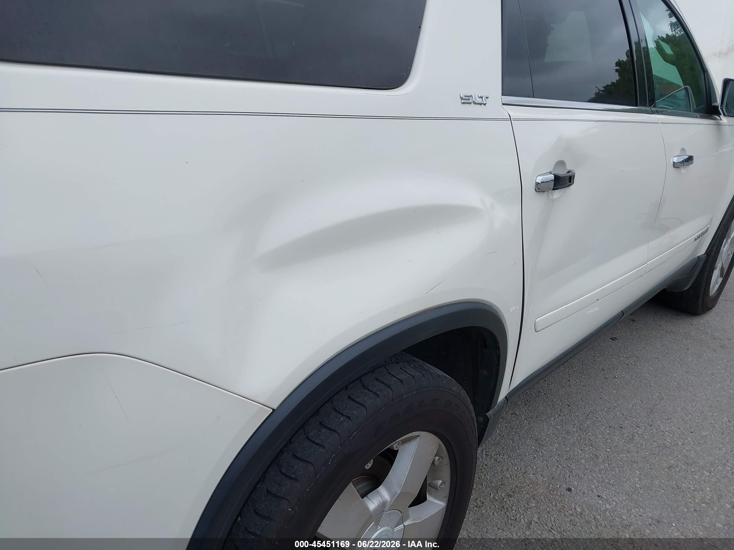 2008 Gmc Acadia Slt-2 White vin: 1GKER33748J254150
