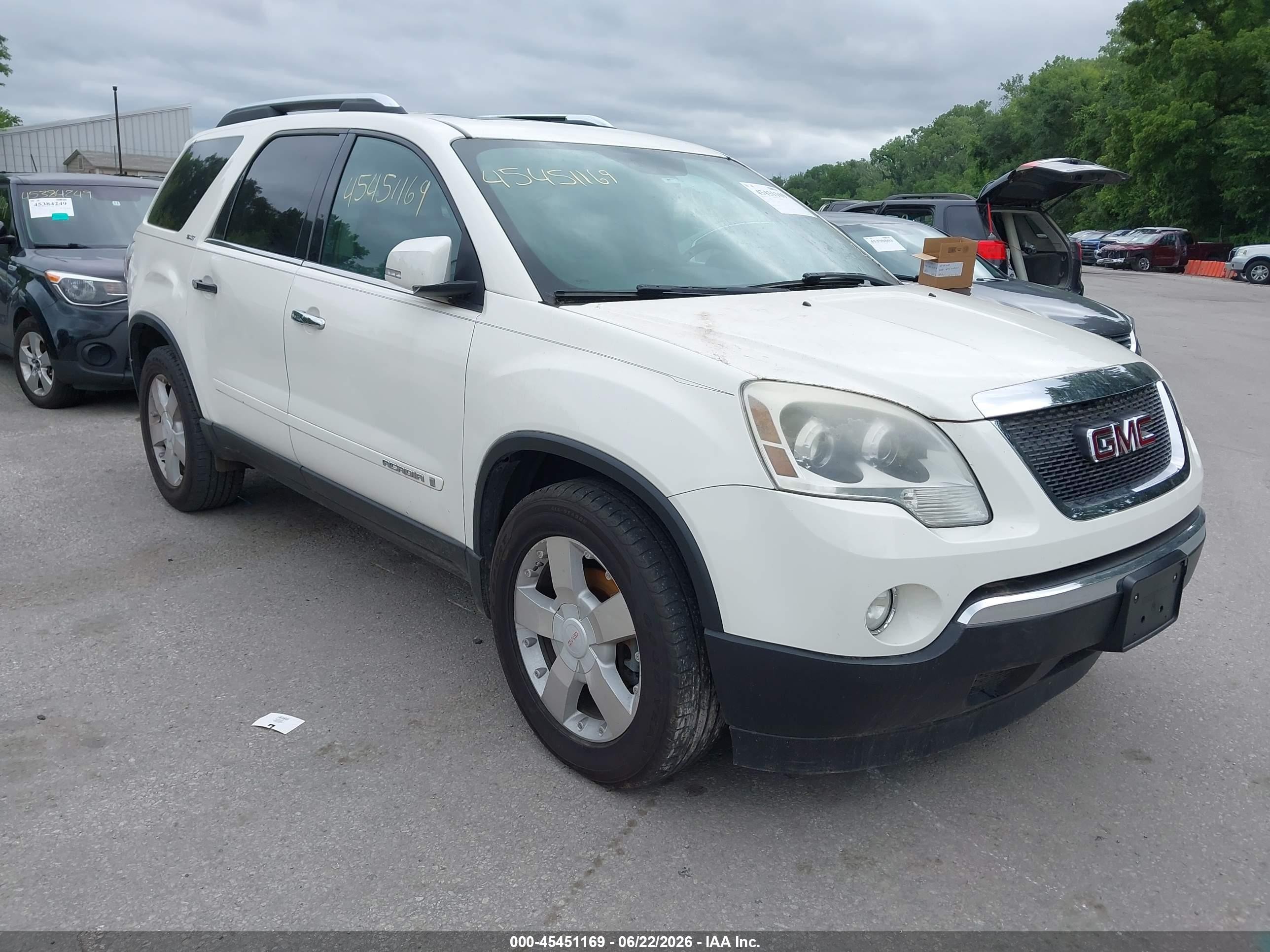2008 Gmc Acadia Slt-2 White vin: 1GKER33748J254150