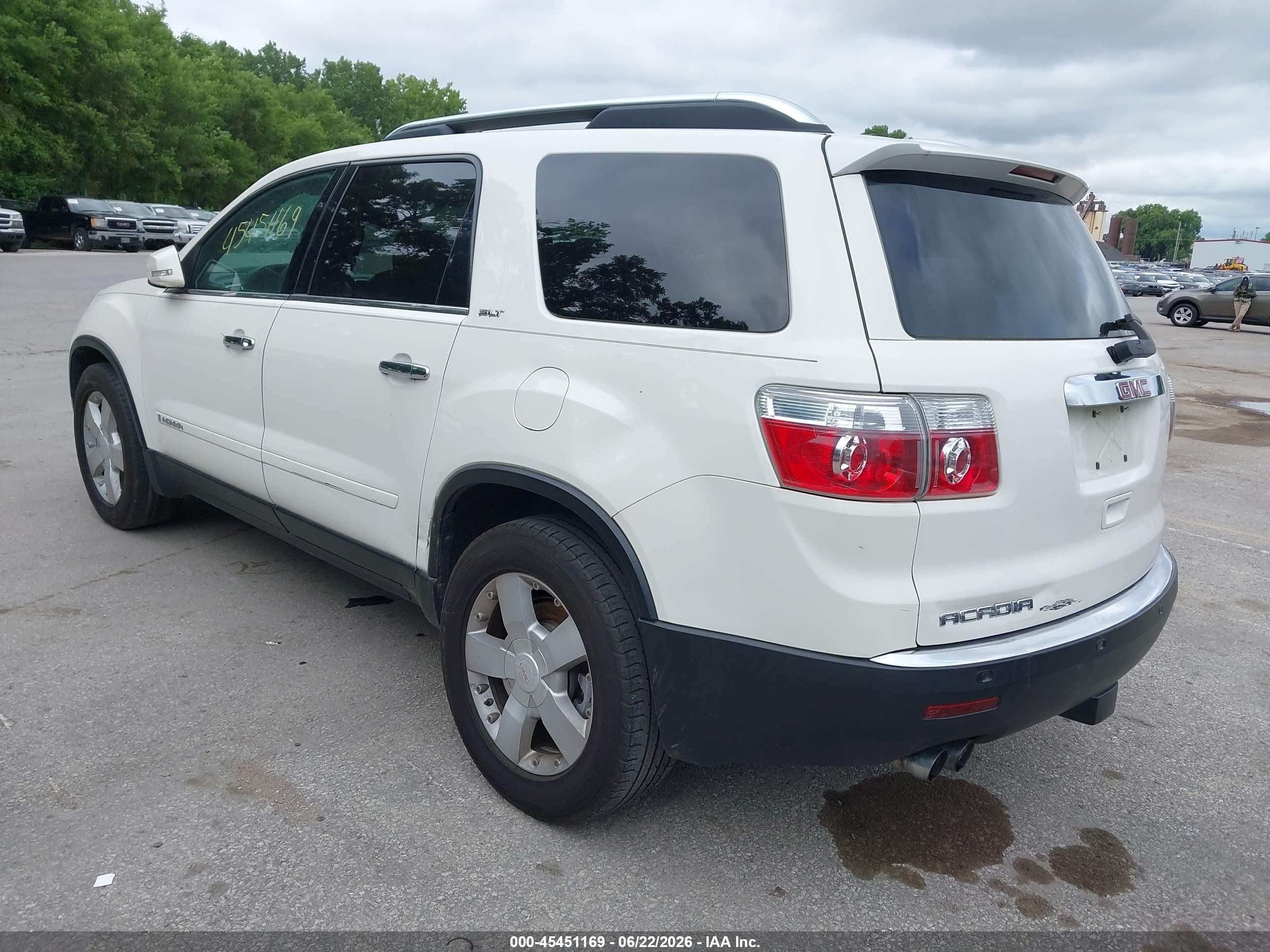 2008 Gmc Acadia Slt-2 White vin: 1GKER33748J254150