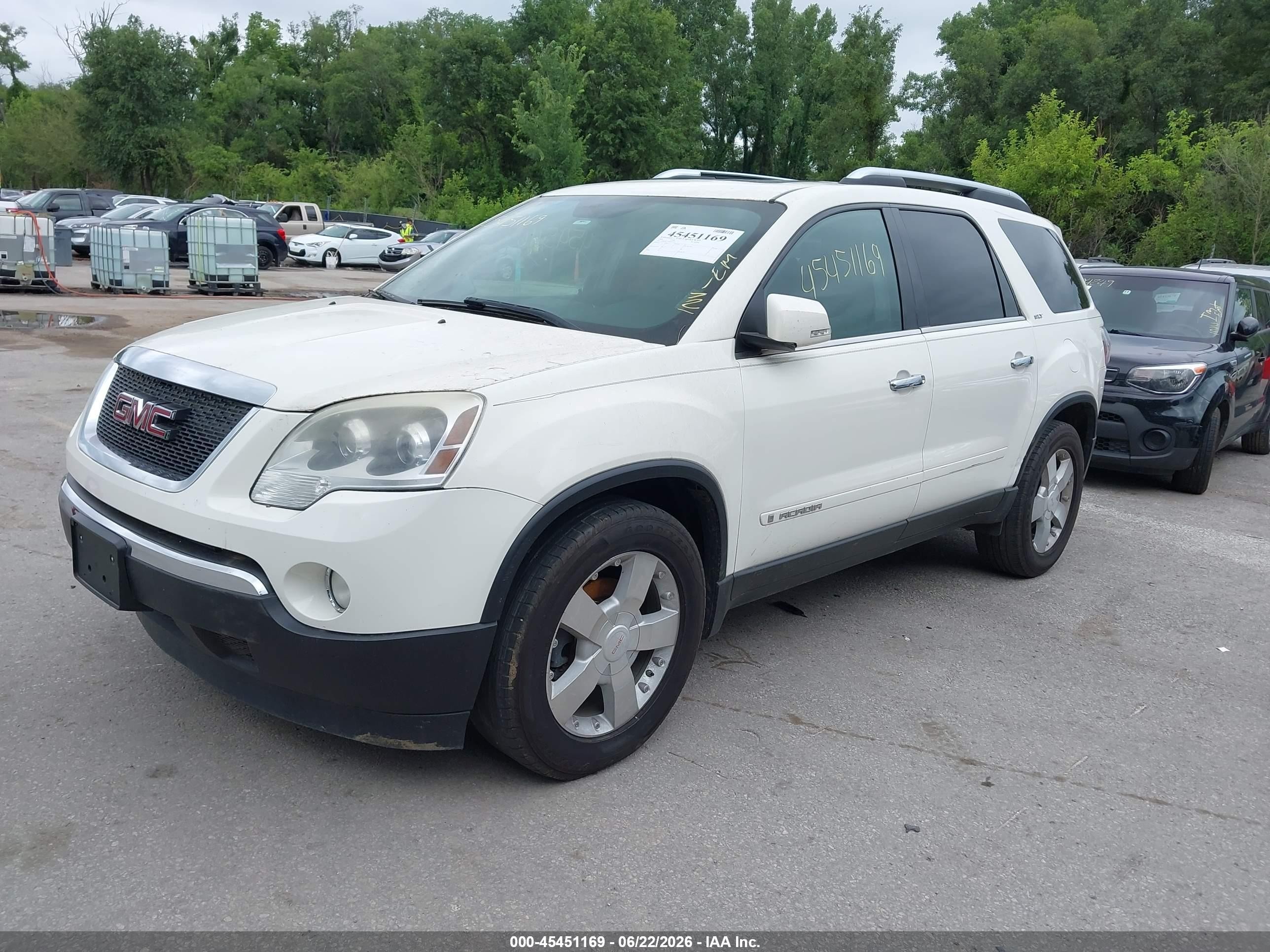 2008 Gmc Acadia Slt-2 White vin: 1GKER33748J254150