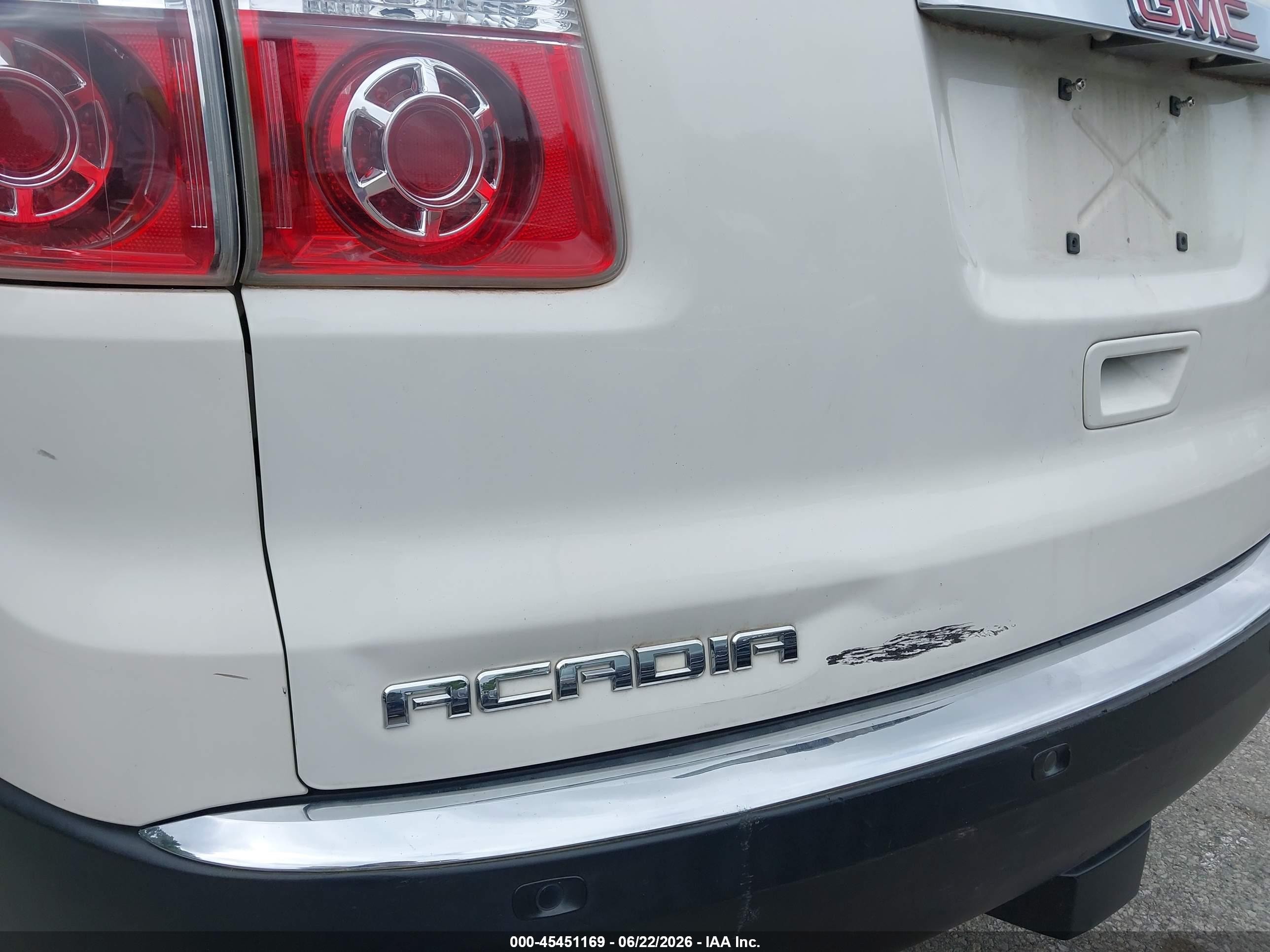 2008 Gmc Acadia Slt-2 White vin: 1GKER33748J254150