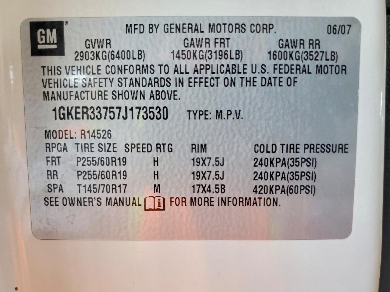 2007 Gmc Acadia Slt-2 White vin: 1GKER33757J173530