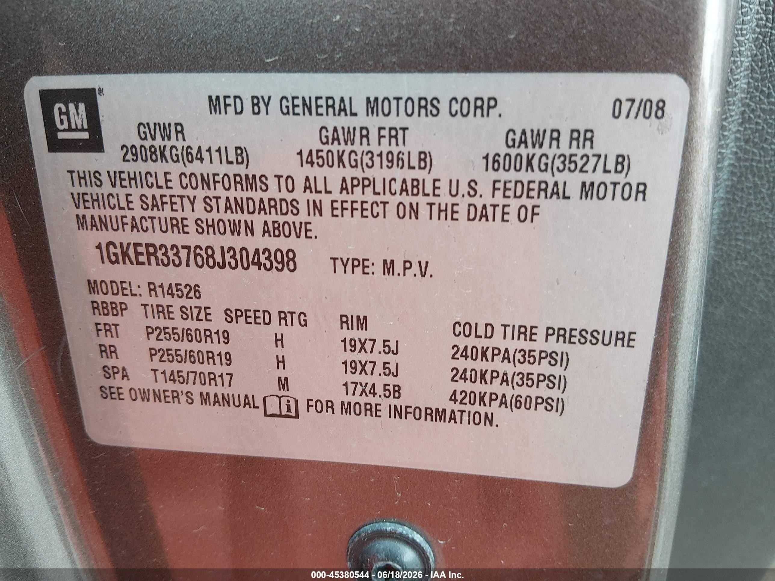 2008 Gmc Acadia Slt-2 Brown vin: 1GKER33768J304398