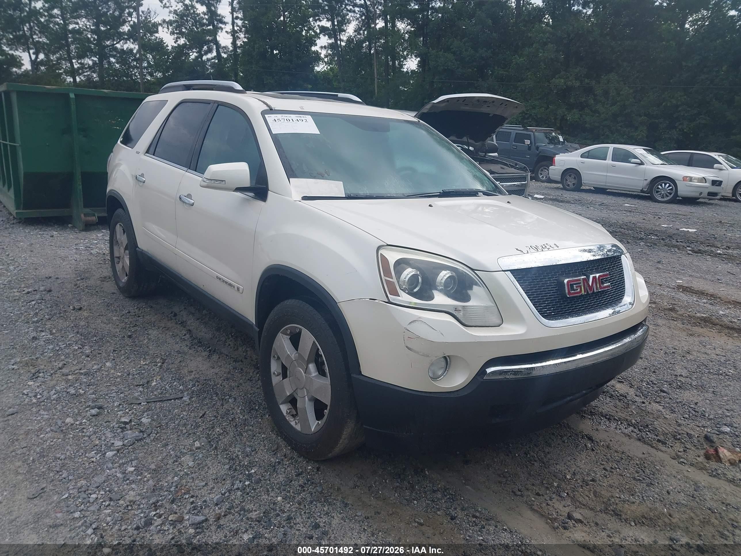 2008 Gmc Acadia Slt-2 White vin: 1GKER33778J183879