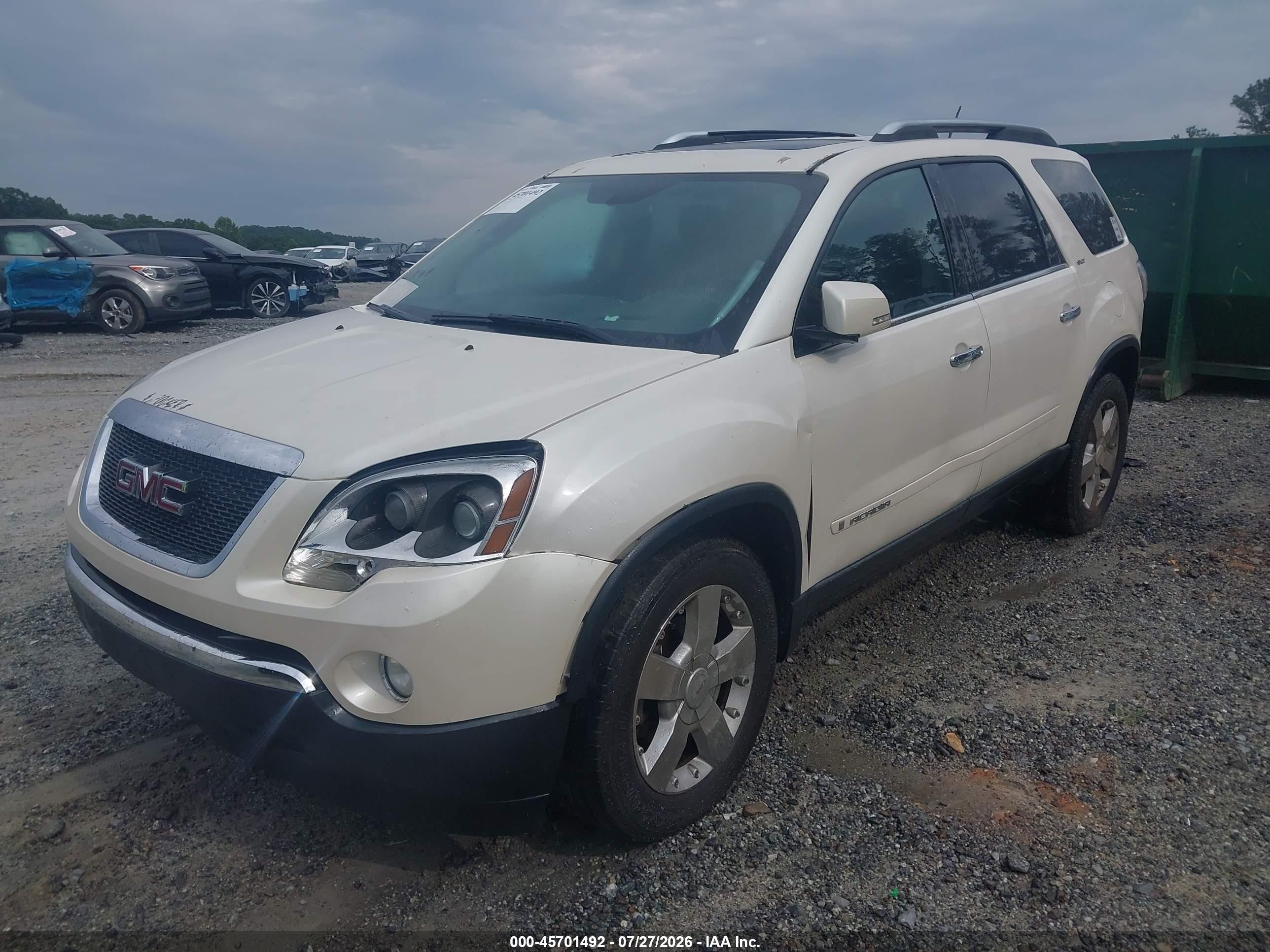 2008 Gmc Acadia Slt-2 White vin: 1GKER33778J183879
