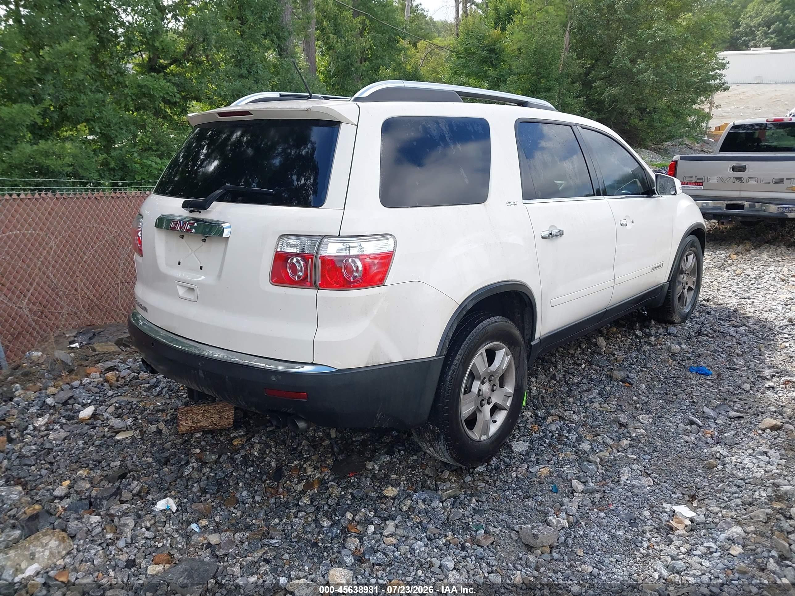 2008 Gmc Acadia Slt-2 White vin: 1GKER33798J252877
