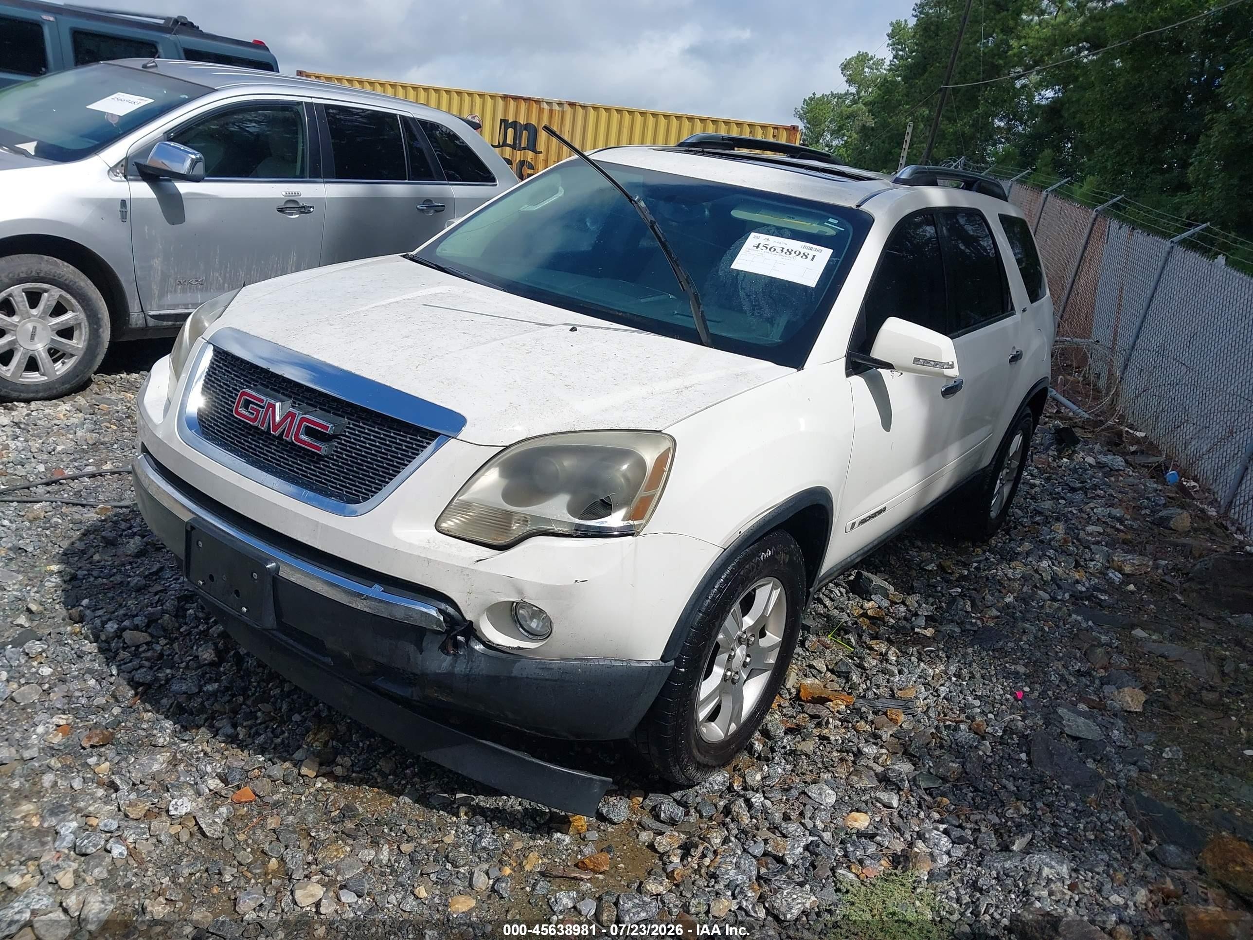 2008 Gmc Acadia Slt-2 White vin: 1GKER33798J252877