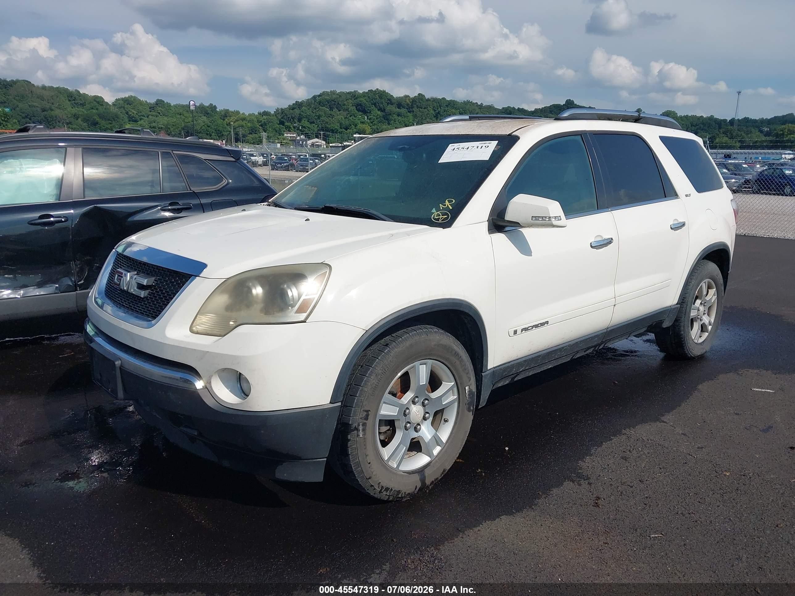 2008 Gmc Acadia Slt-2 White vin: 1GKER337X8J165697