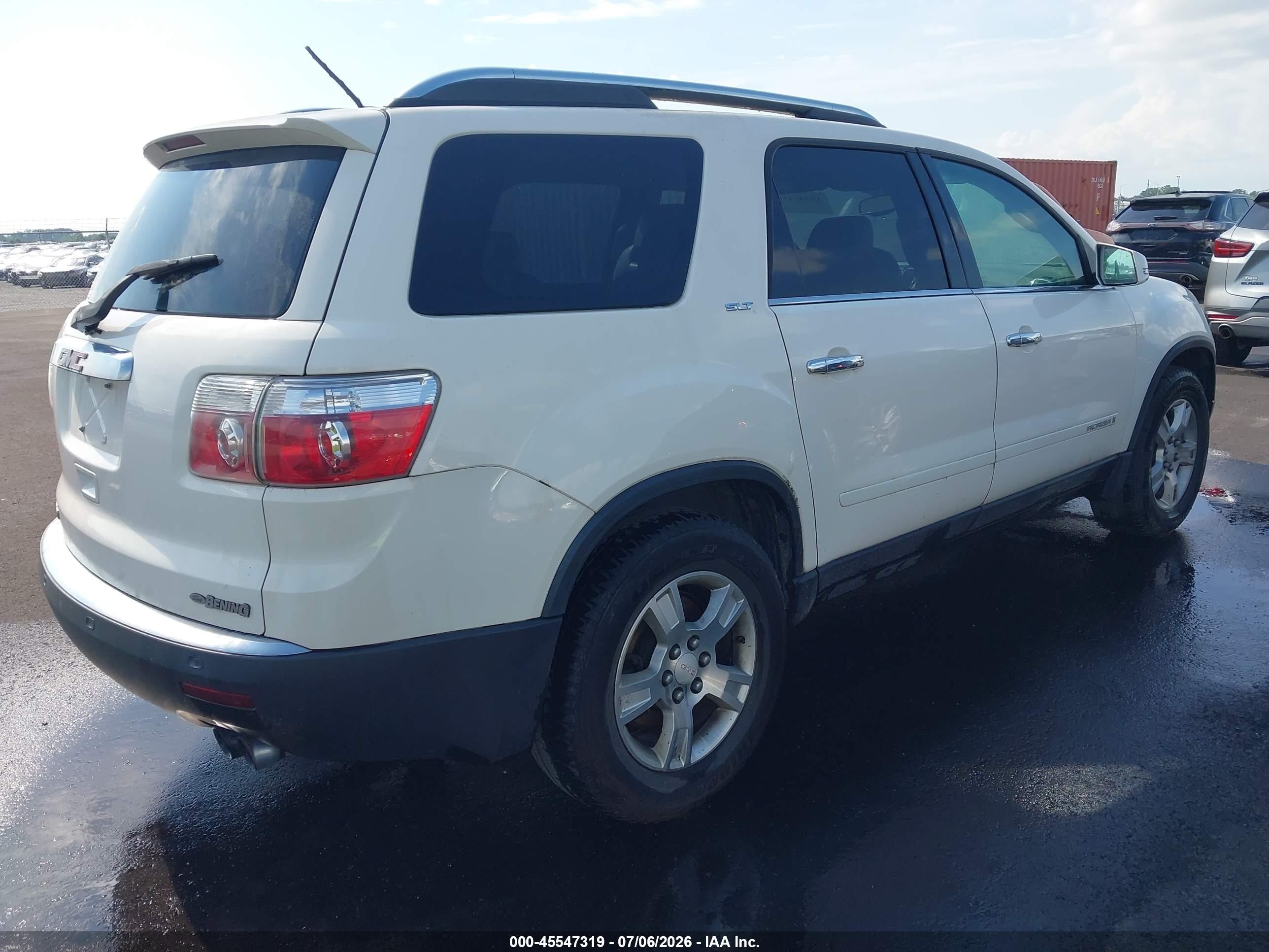 2008 Gmc Acadia Slt-2 White vin: 1GKER337X8J165697