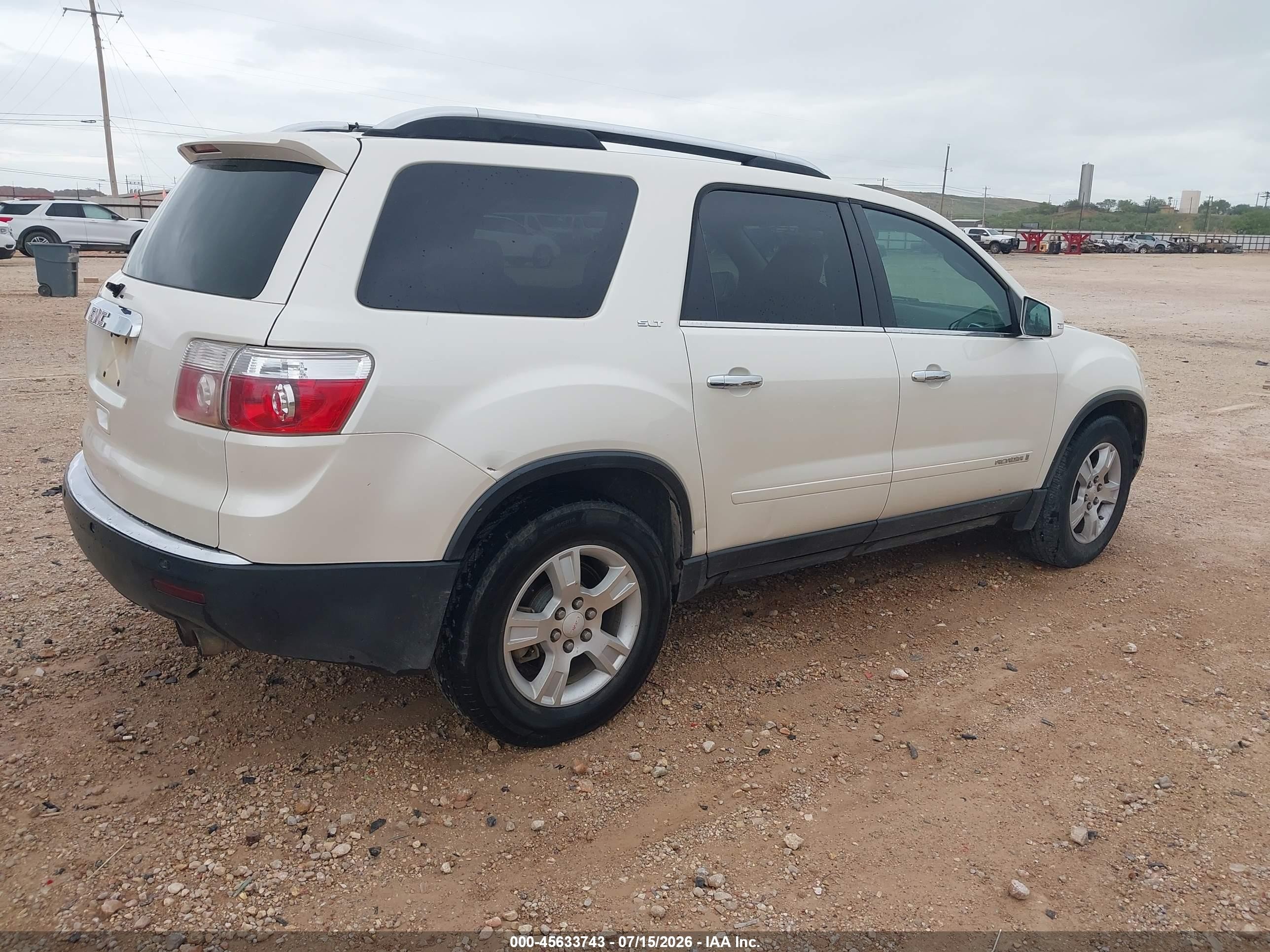 2008 Gmc Acadia Slt-2 White vin: 1GKER337X8J269493