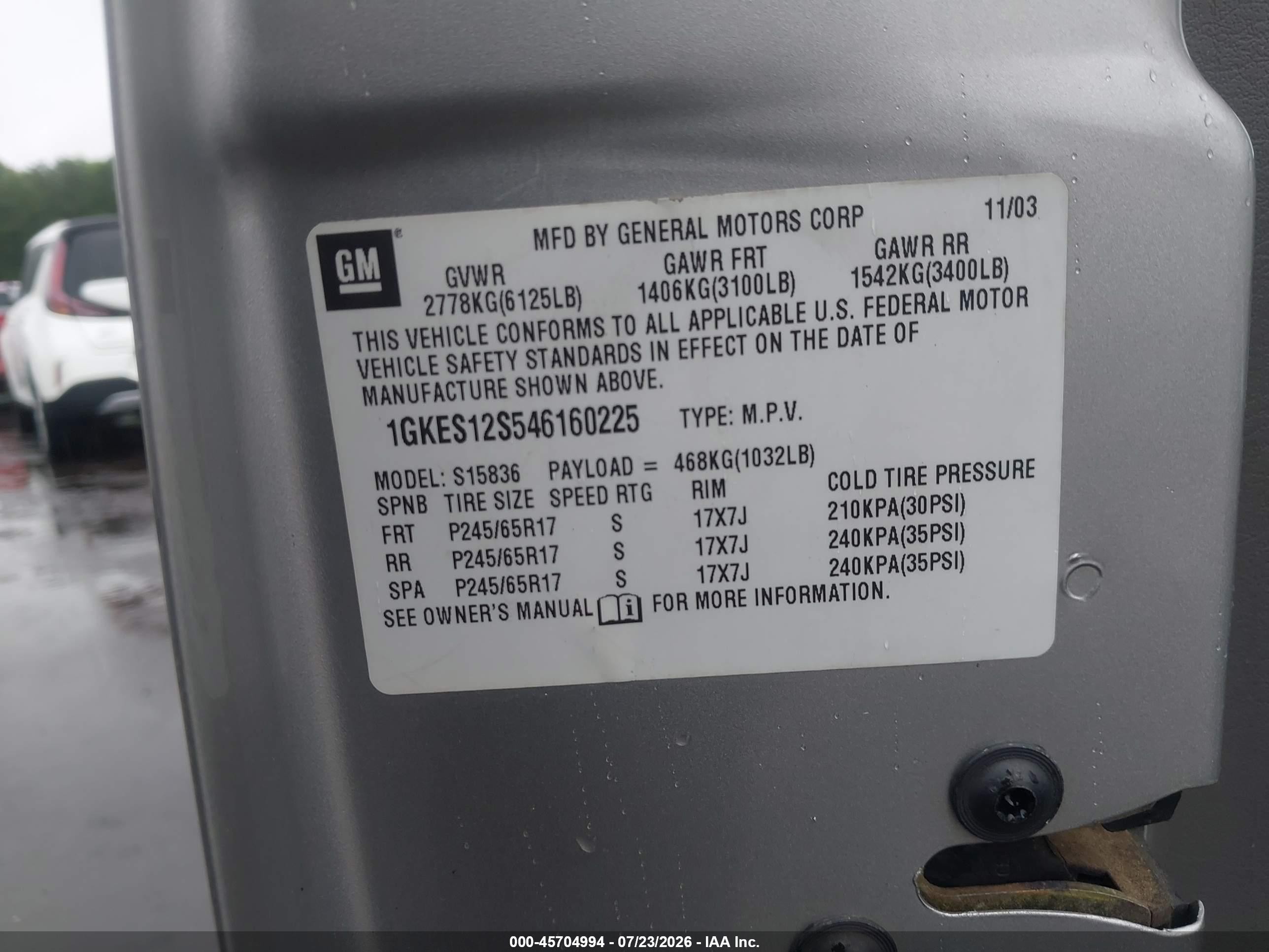 2004 Gmc Envoy Xuv Slt Серебряный vin: 1GKES12S546160225