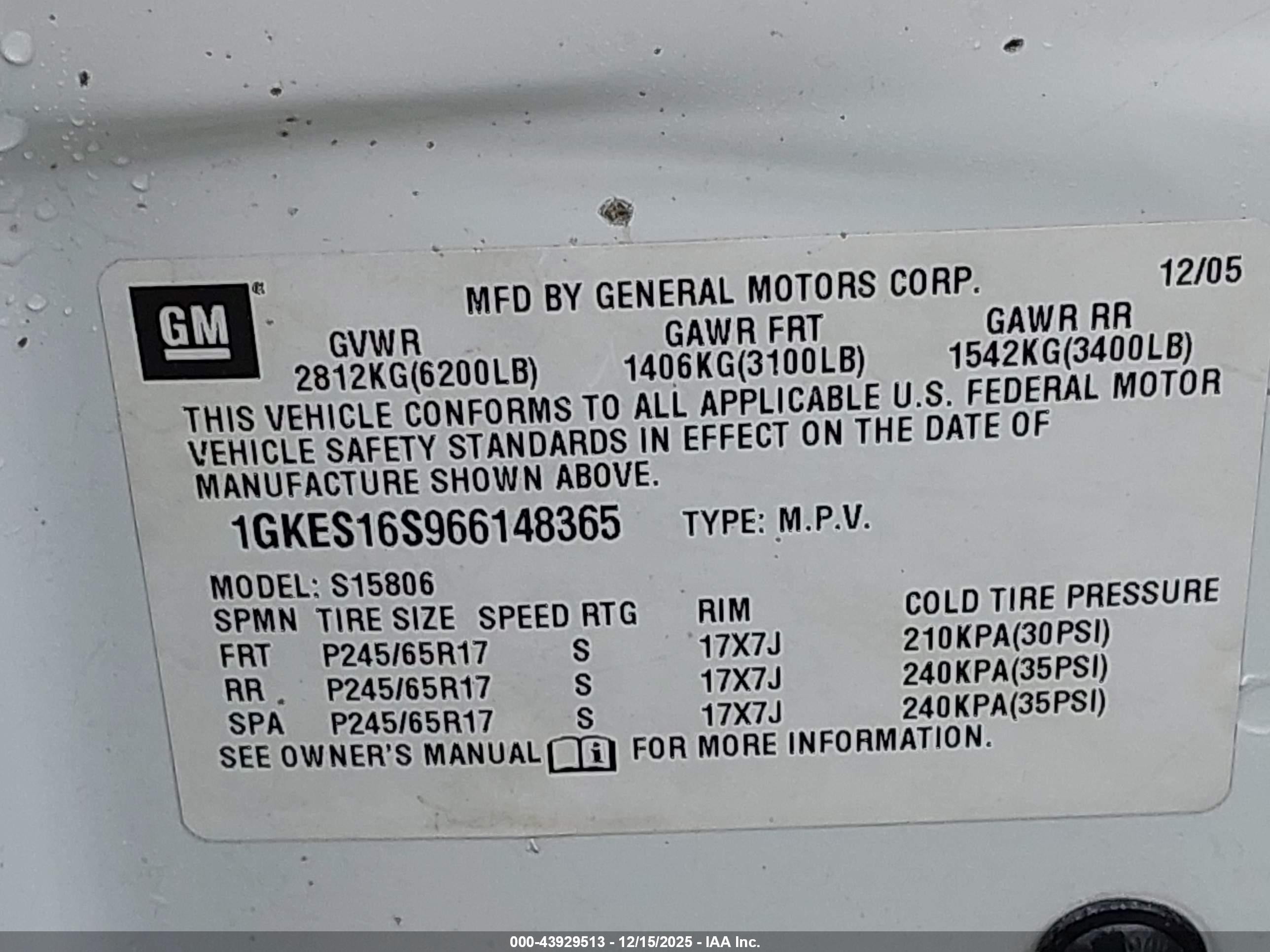 2006 Gmc Envoy Xl Slt White vin: 1GKES16S966148365
