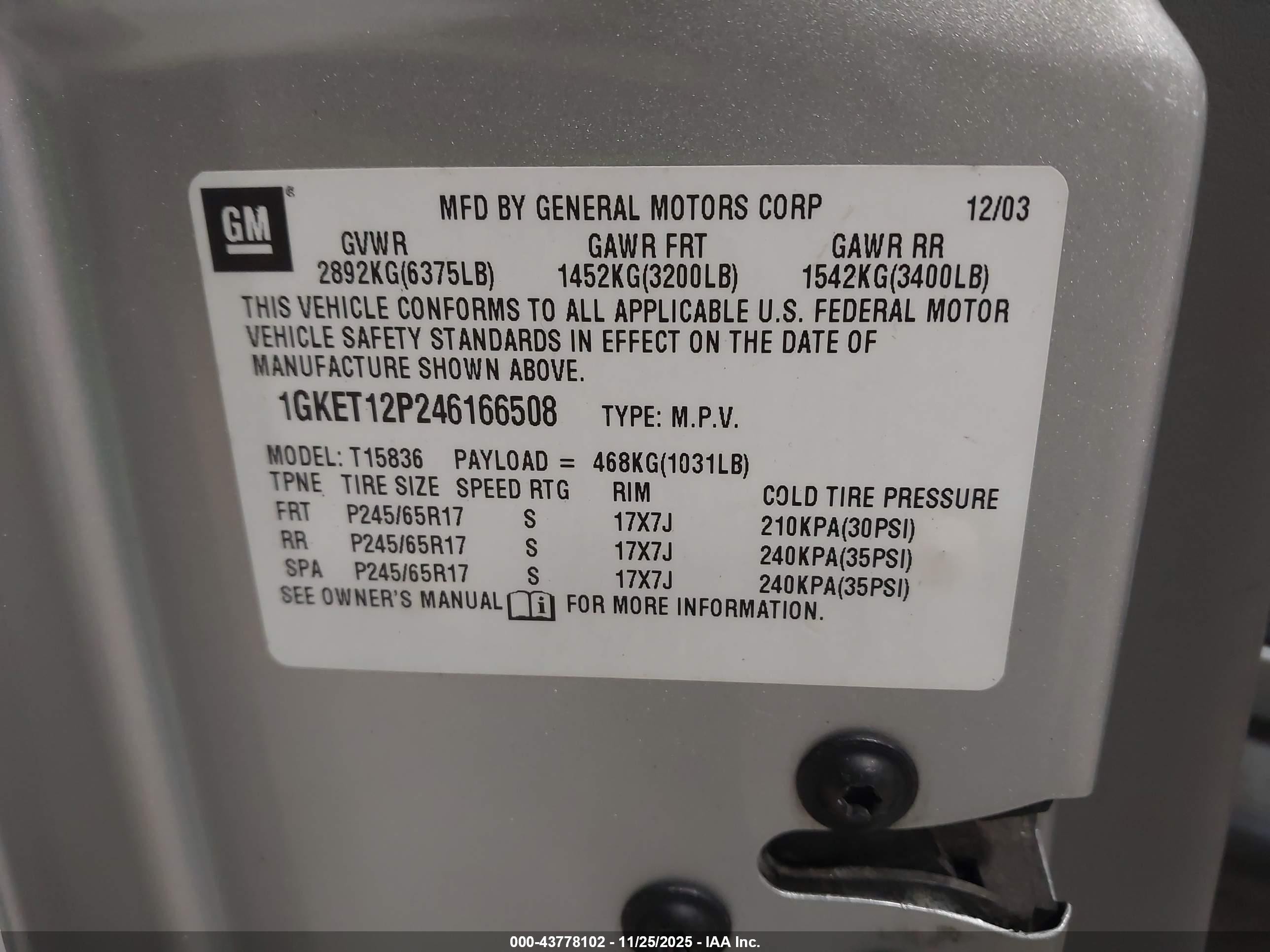 2004 Gmc Envoy Xuv Slt Серый vin: 1GKET12P246166508