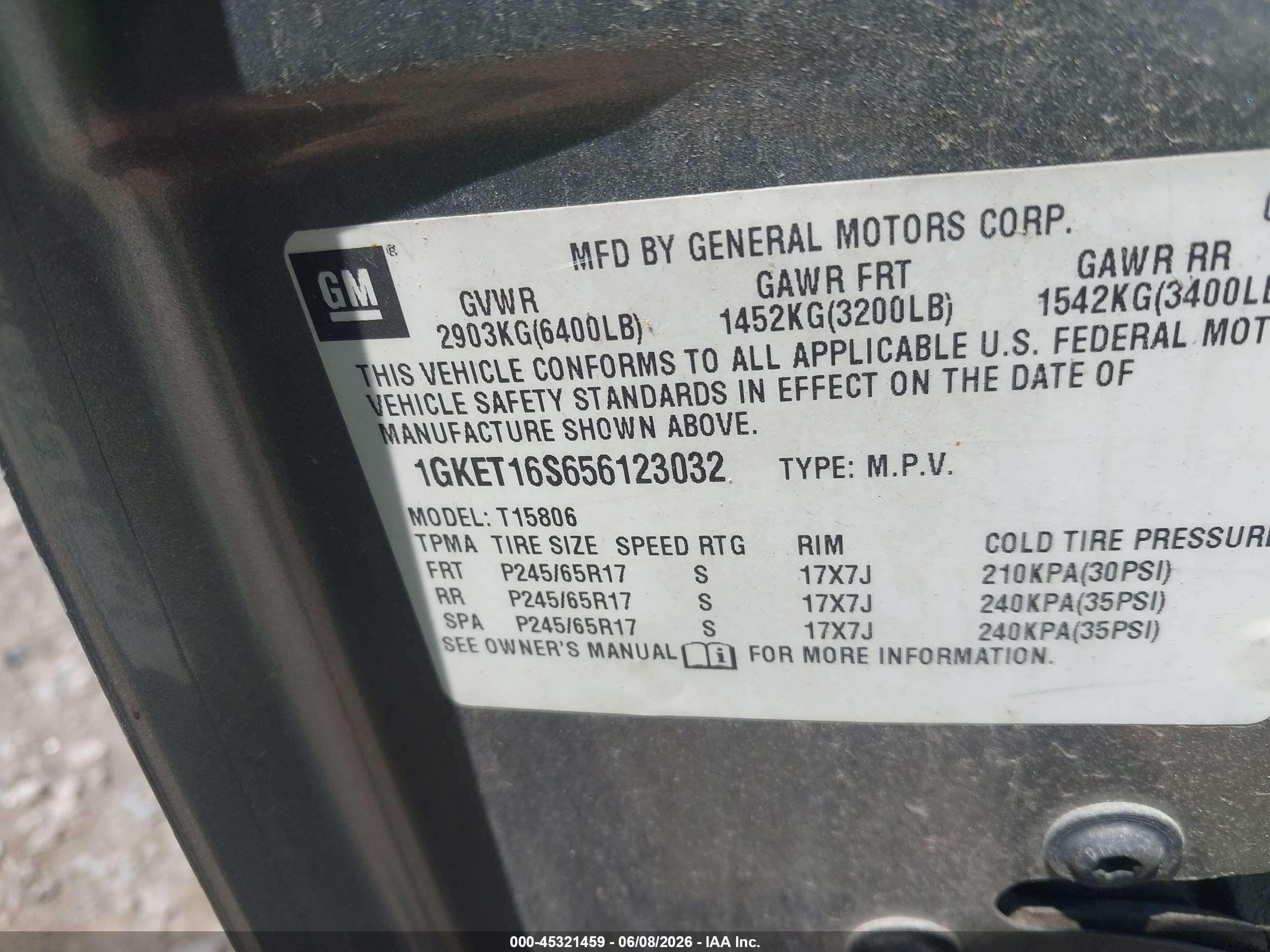 2005 Gmc Envoy Xl Gray vin: 1GKET16S656123032