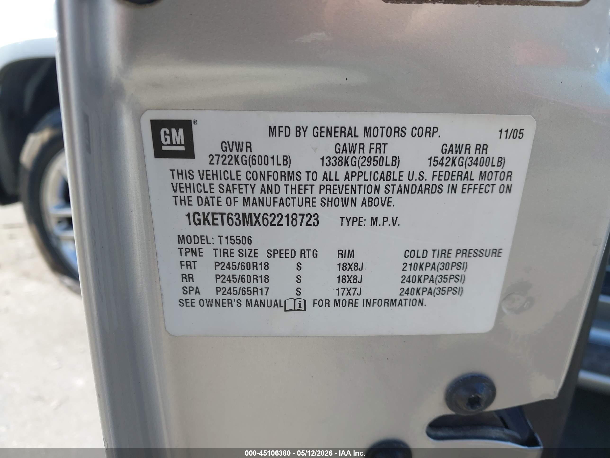 2006 Gmc Envoy Denali Серебряный vin: 1GKET63MX62218723