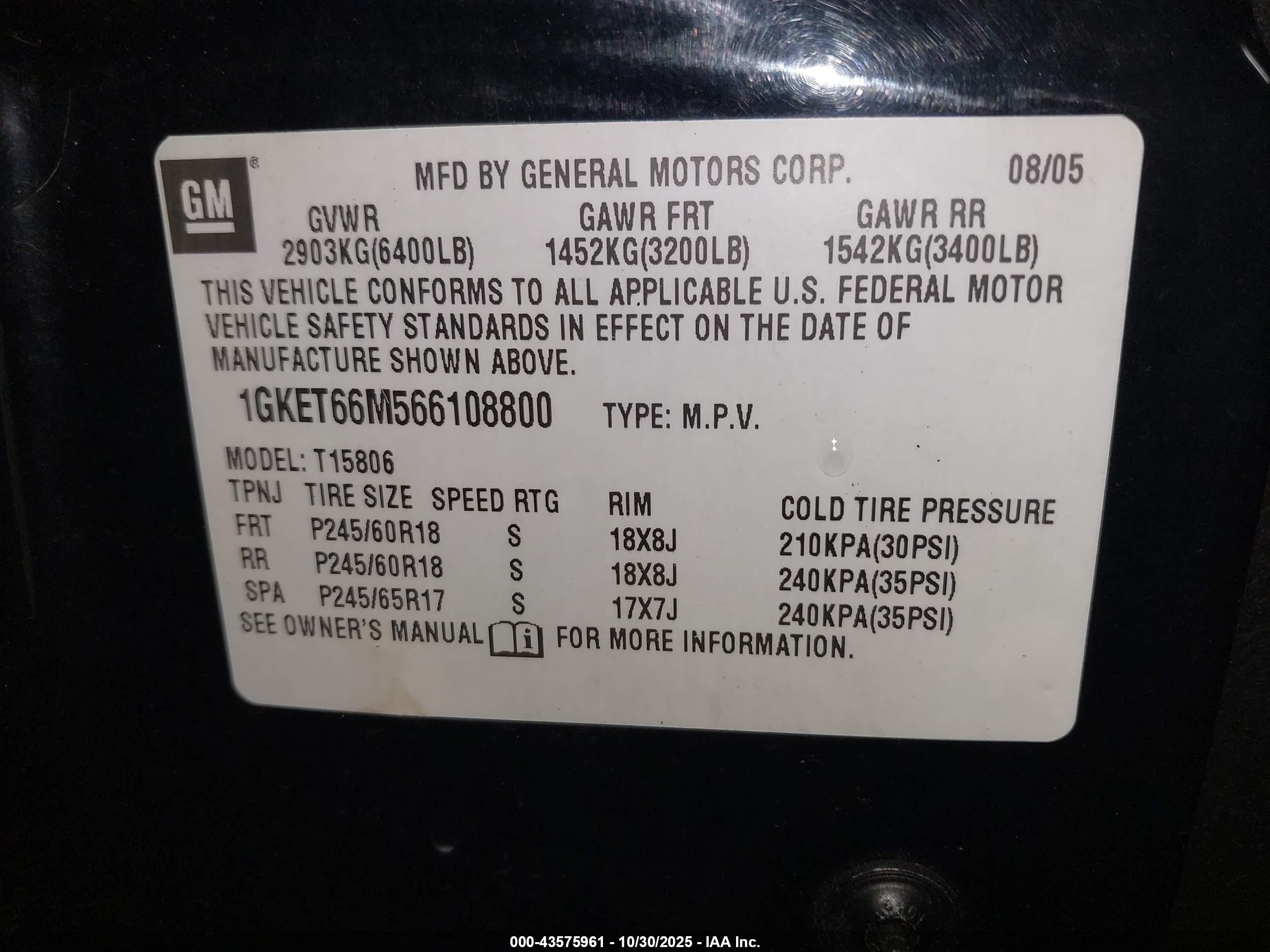 2006 Gmc Envoy Xl Denali Черный vin: 1GKET66M566108800
