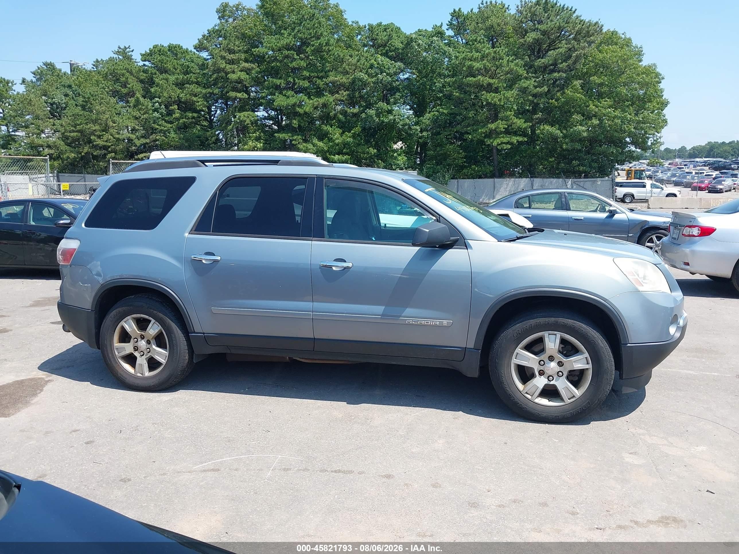2008 Gmc Acadia Sle-1 Light Blue vin: 1GKEV13738J130418