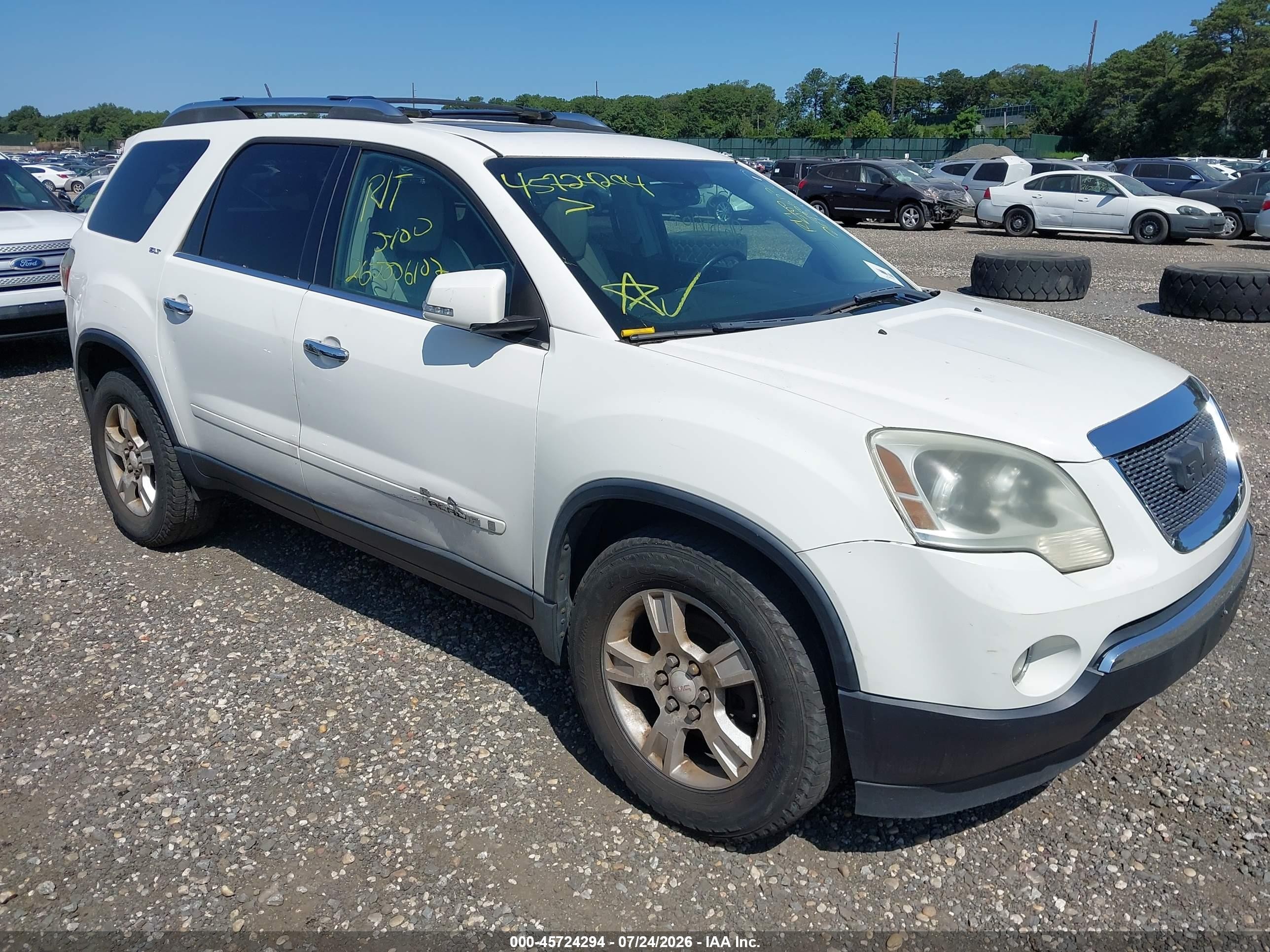 2008 Gmc Acadia Slt-1 White vin: 1GKEV23718J280792