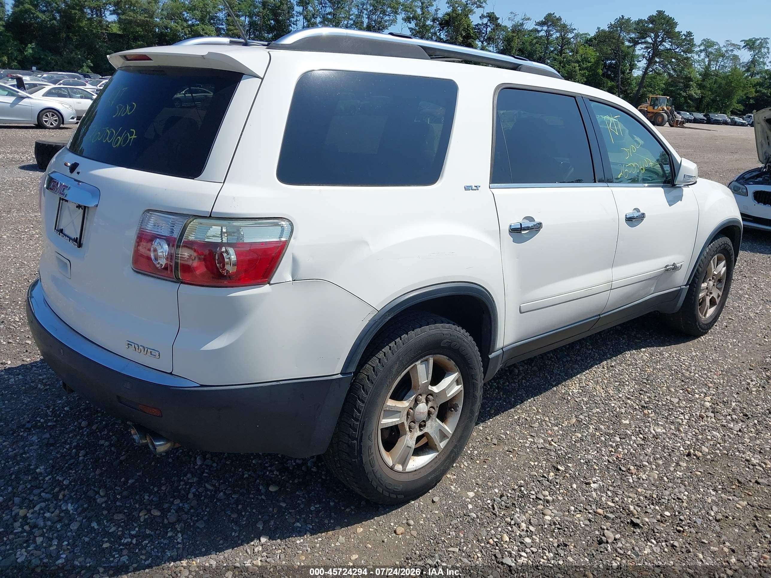 2008 Gmc Acadia Slt-1 White vin: 1GKEV23718J280792