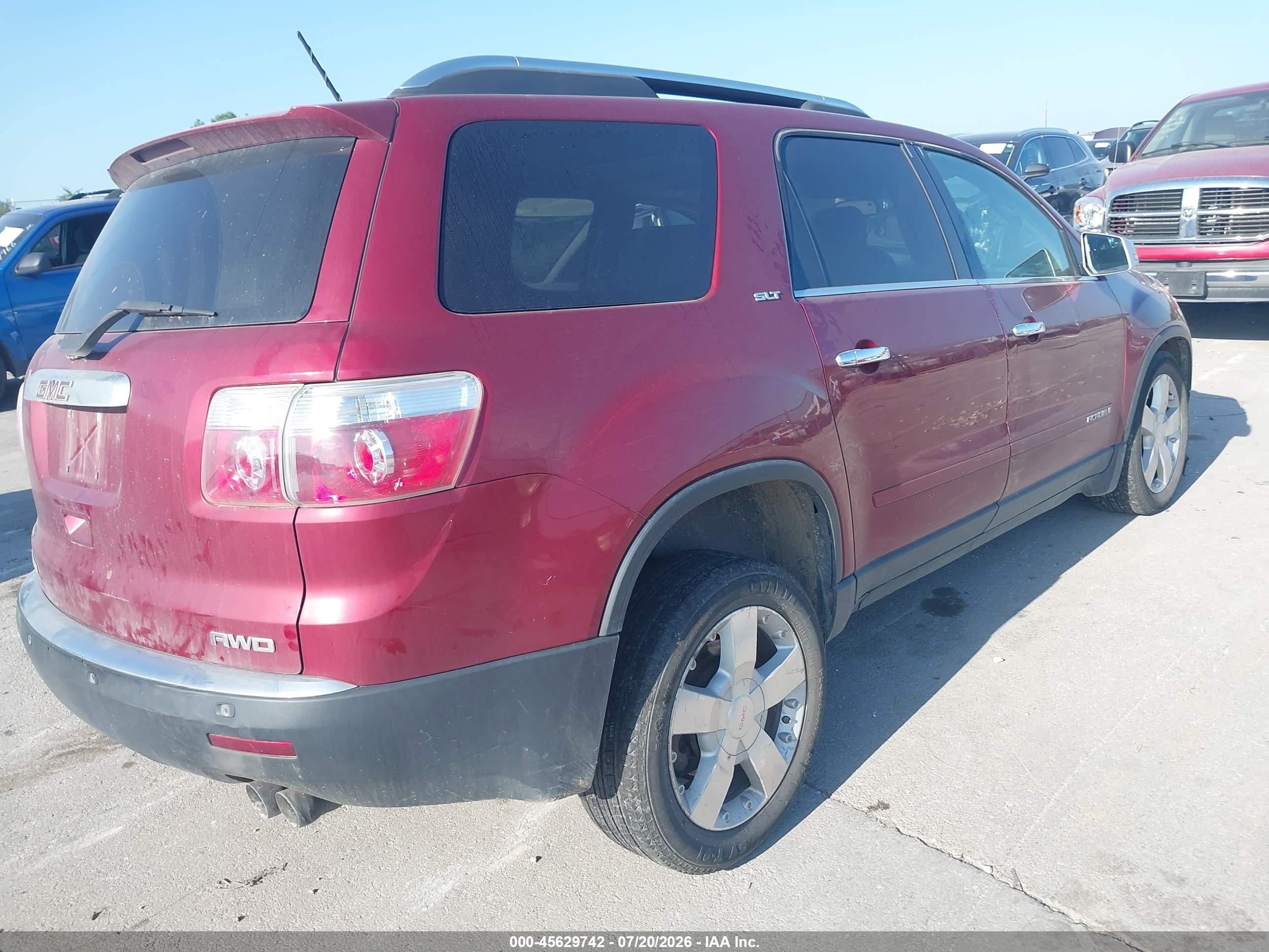 2008 Gmc Acadia Slt-1 Red vin: 1GKEV23728J261488