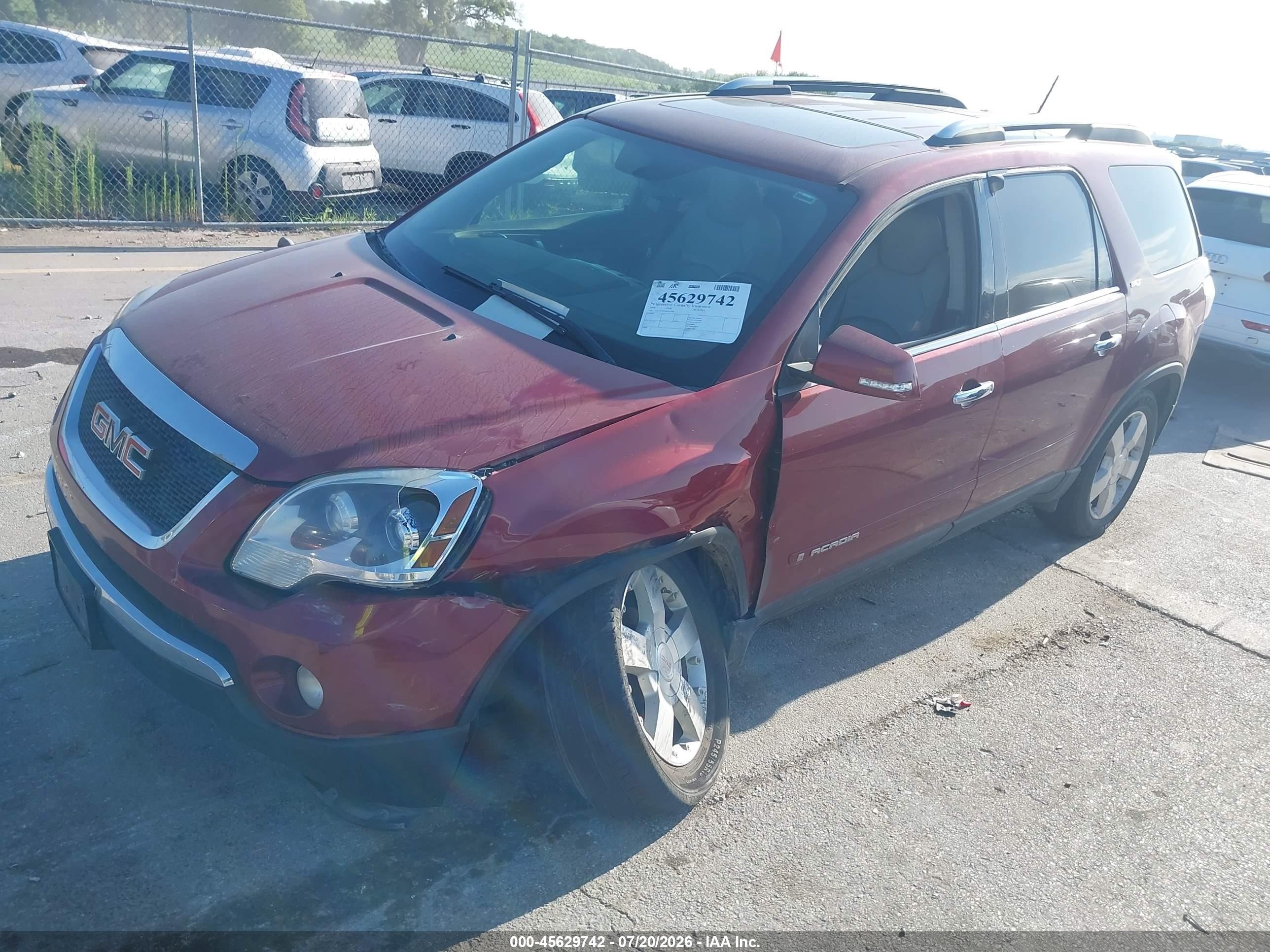 2008 Gmc Acadia Slt-1 Red vin: 1GKEV23728J261488