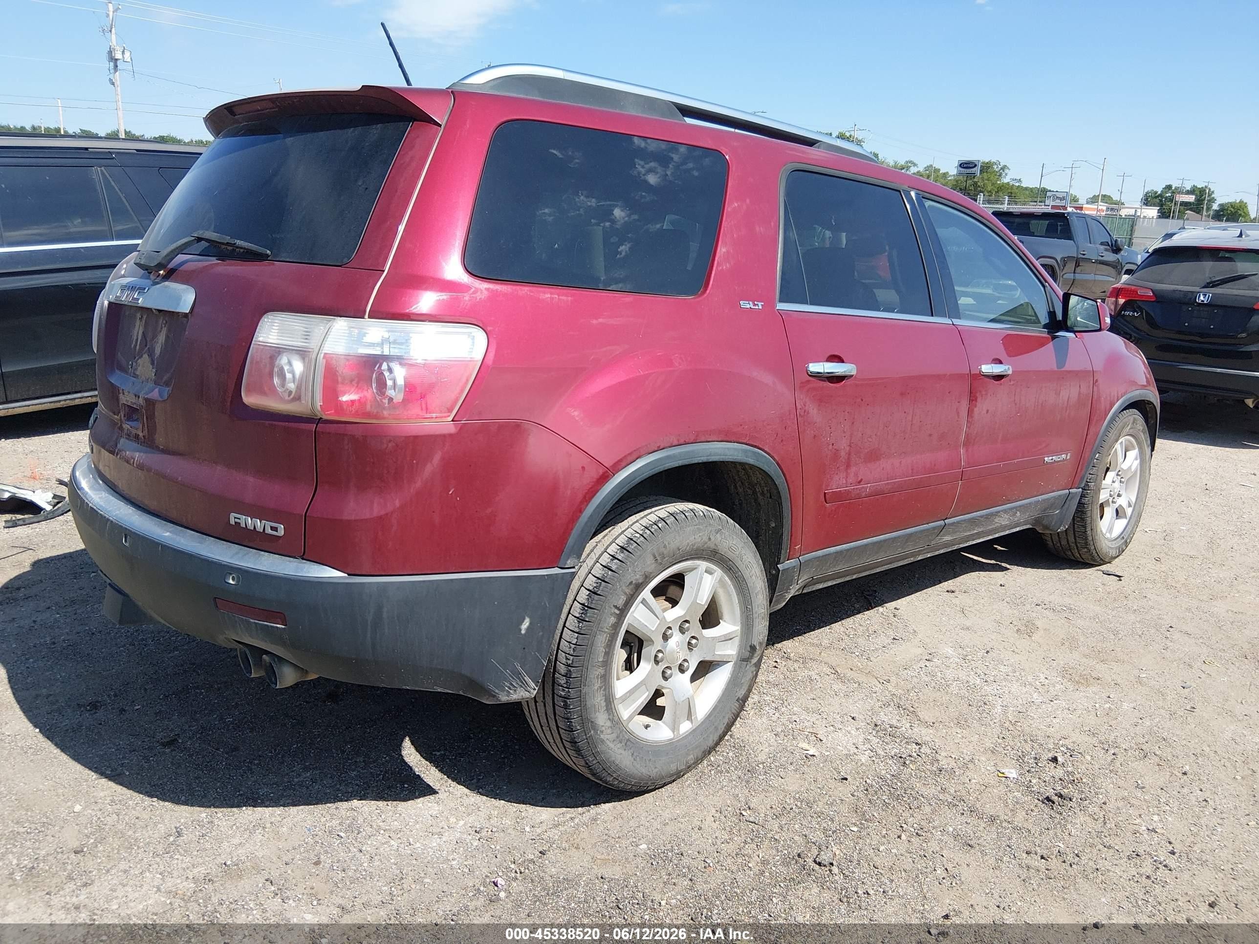 2008 Gmc Acadia Slt-2 Красный vin: 1GKEV33788J235449