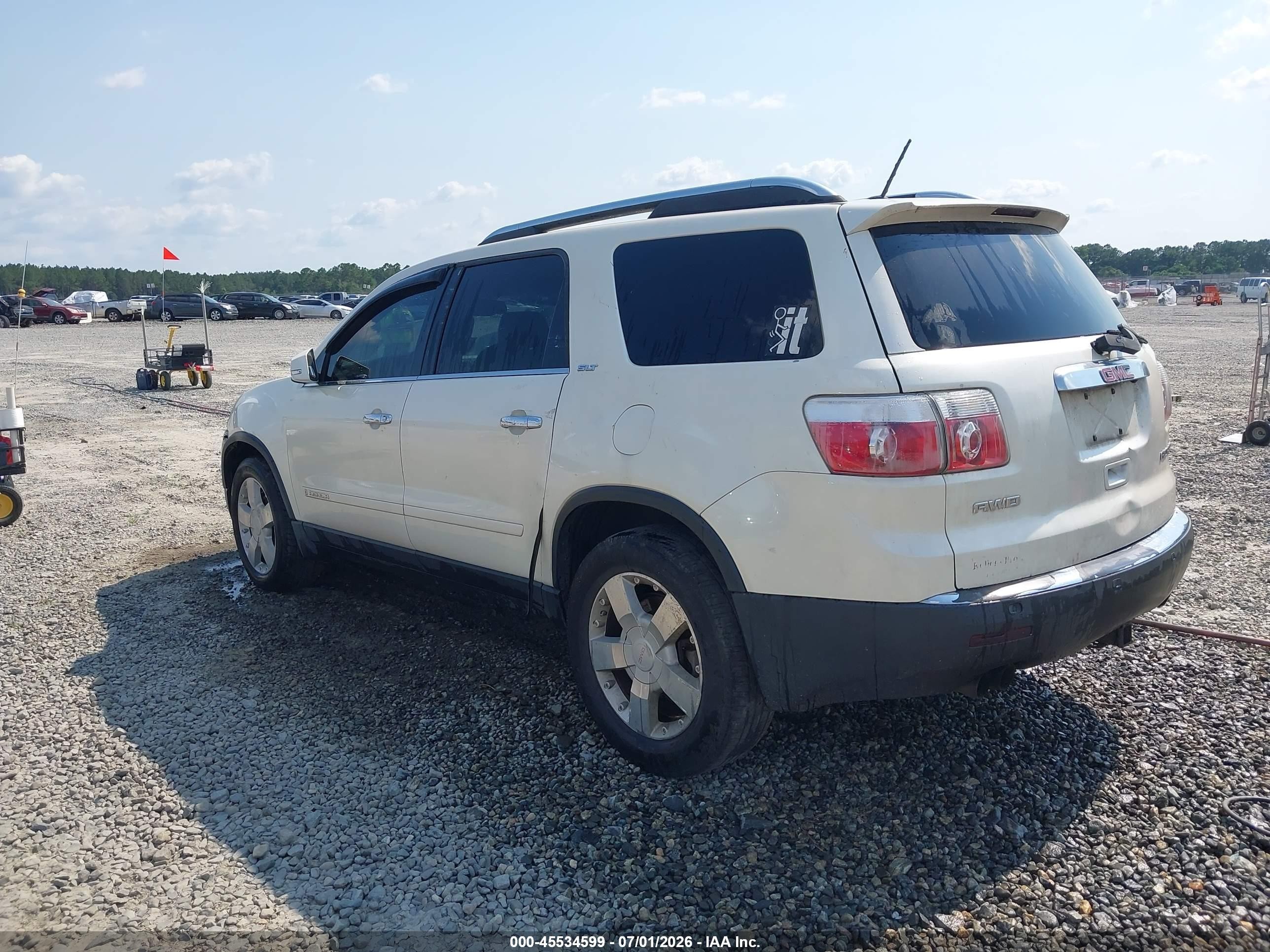 2008 Gmc Acadia Slt-2 White vin: 1GKEV33798J114896