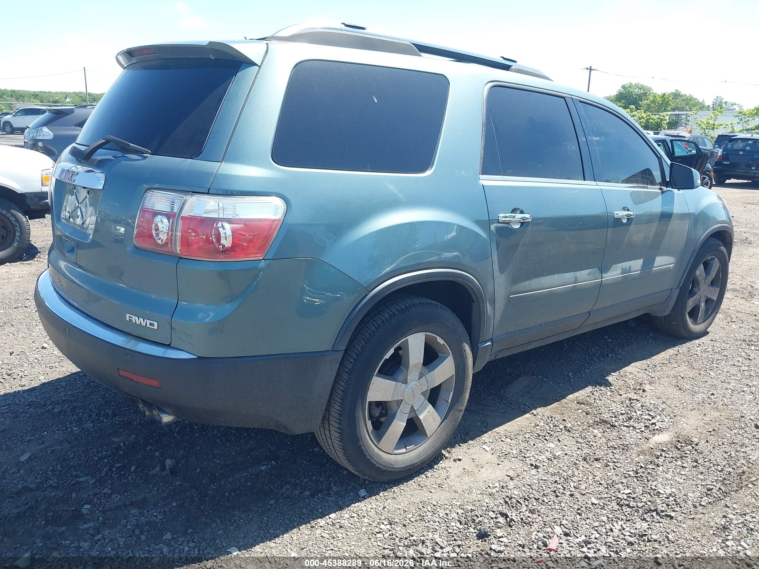 2009 Gmc Acadia Slt-2 Light Blue vin: 1GKEV33D99J135884