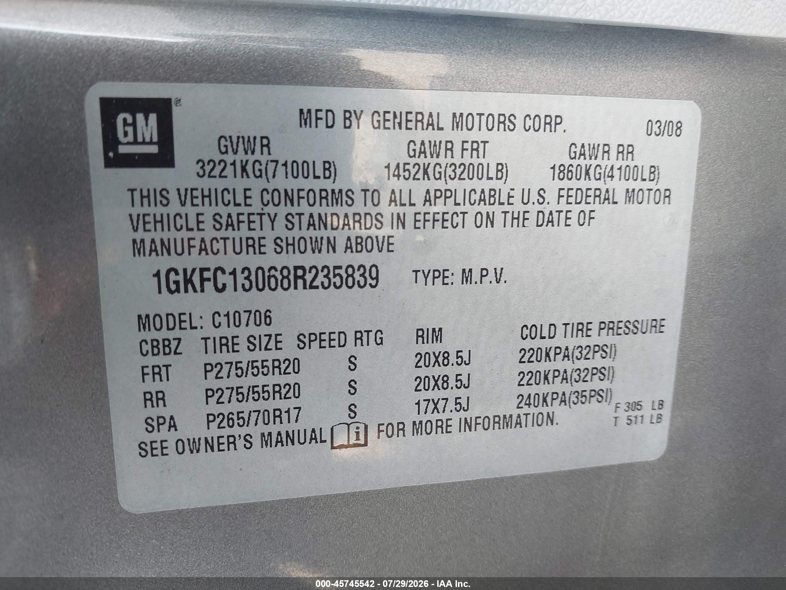 2008 Gmc Yukon Slt Коричневый vin: 1GKFC13068R235839