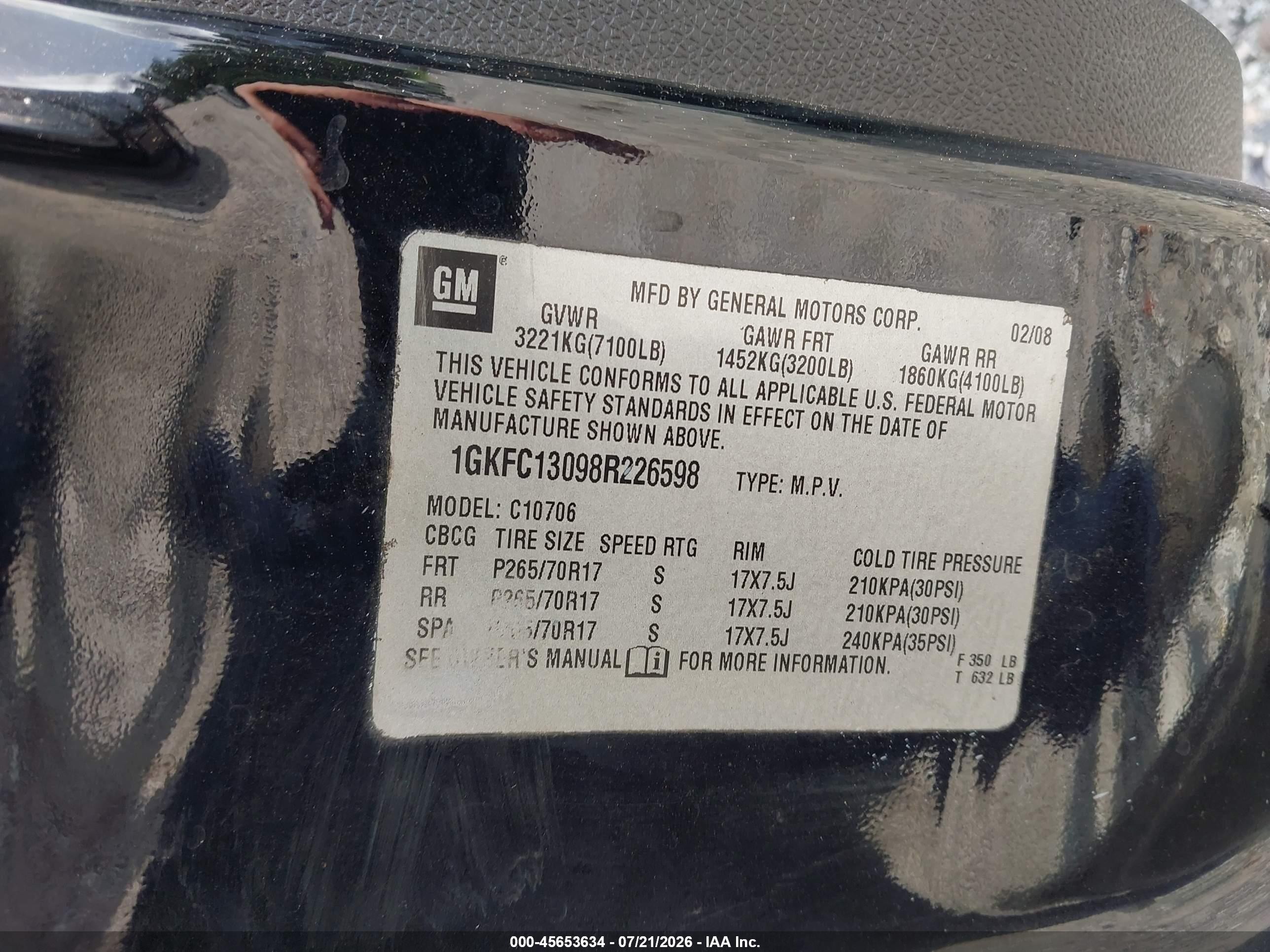 2008 Gmc Yukon Slt Black vin: 1GKFC13098R226598