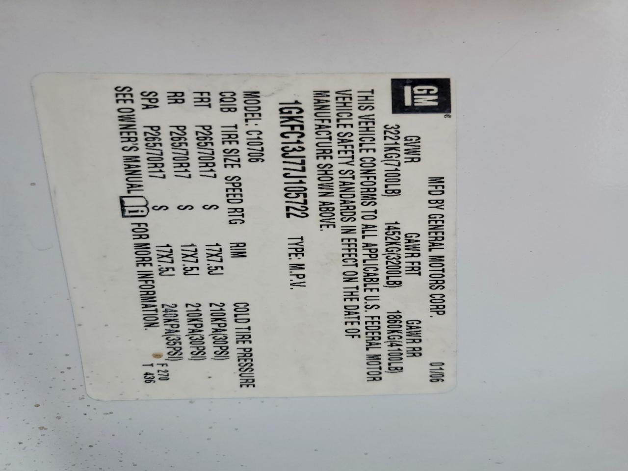 2007 Gmc Yukon Белый vin: 1GKFC13J77J105722