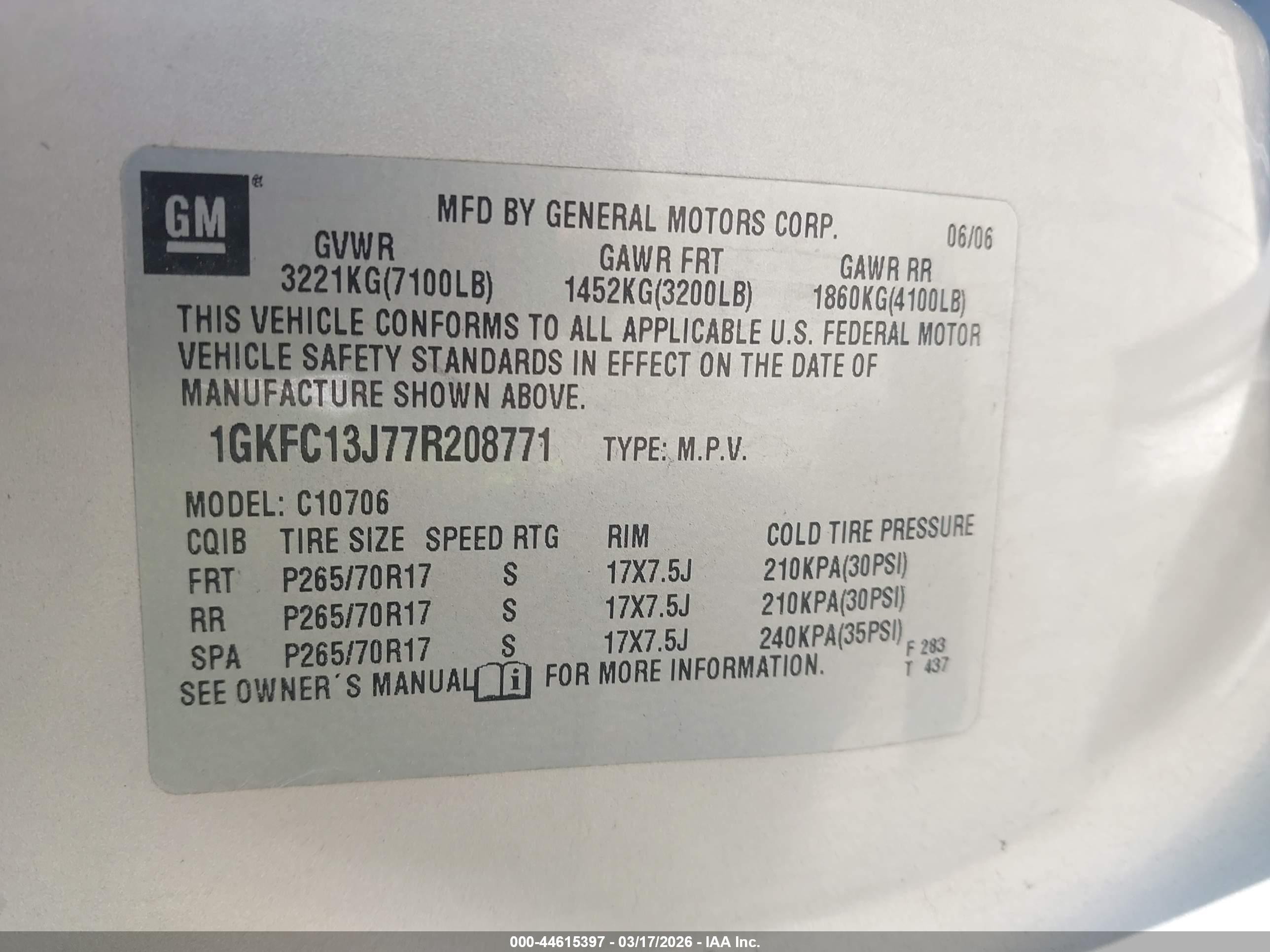 2007 Gmc Yukon Slt Tan vin: 1GKFC13J77R208771