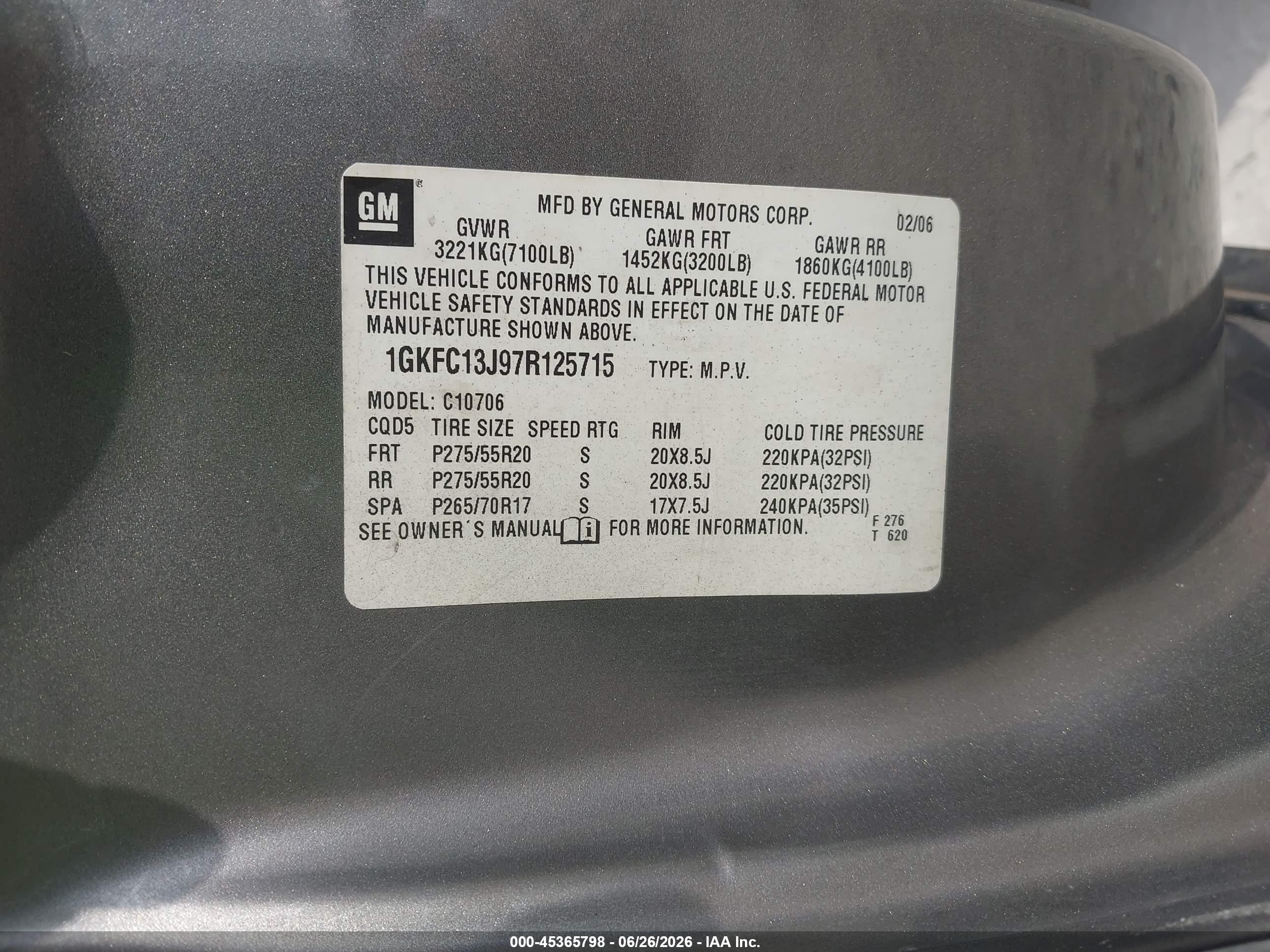 2007 Gmc Yukon Slt Gray vin: 1GKFC13J97R125715