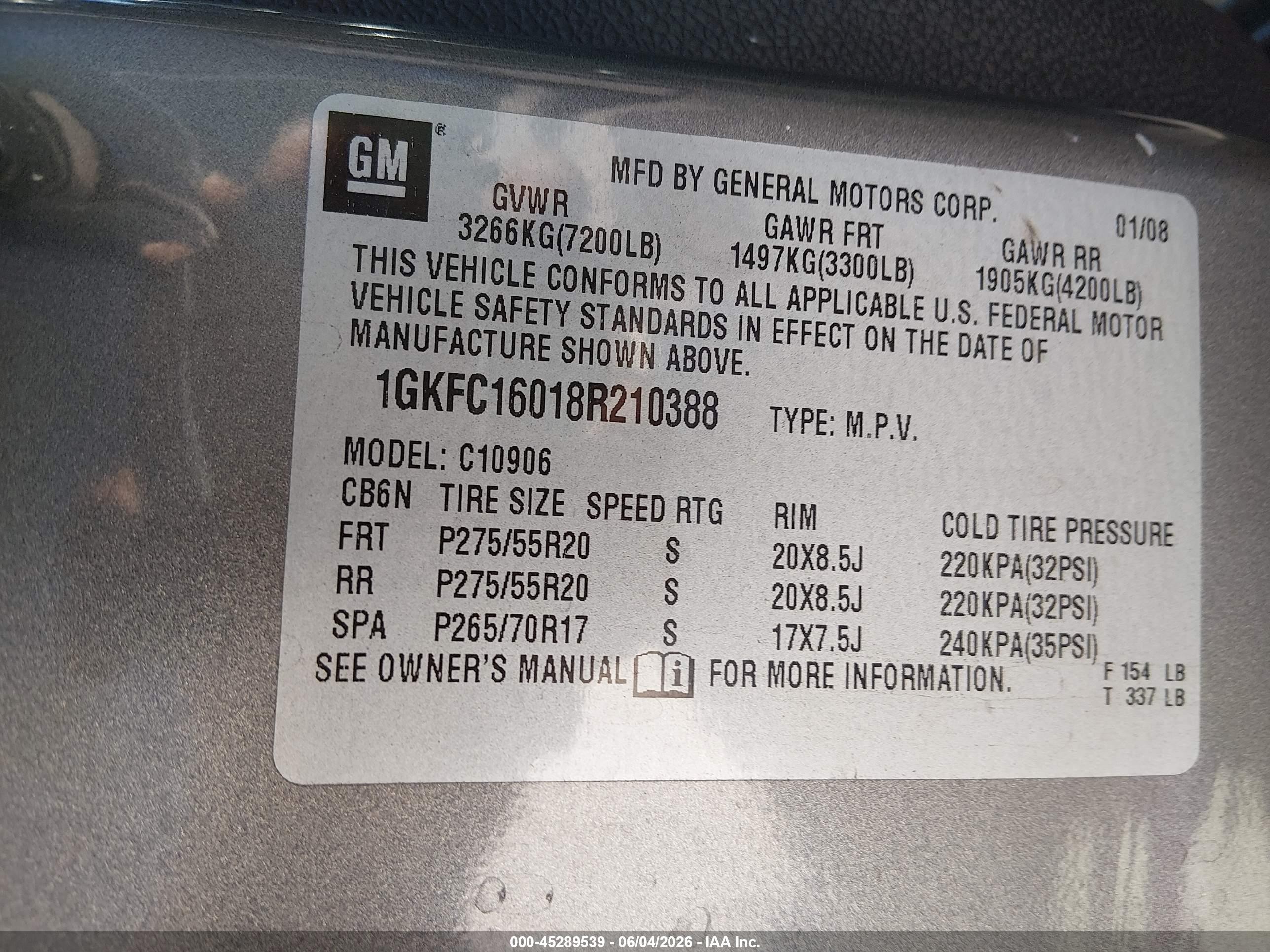 2008 Gmc Yukon Xl 1500 Slt Gray vin: 1GKFC16018R210388
