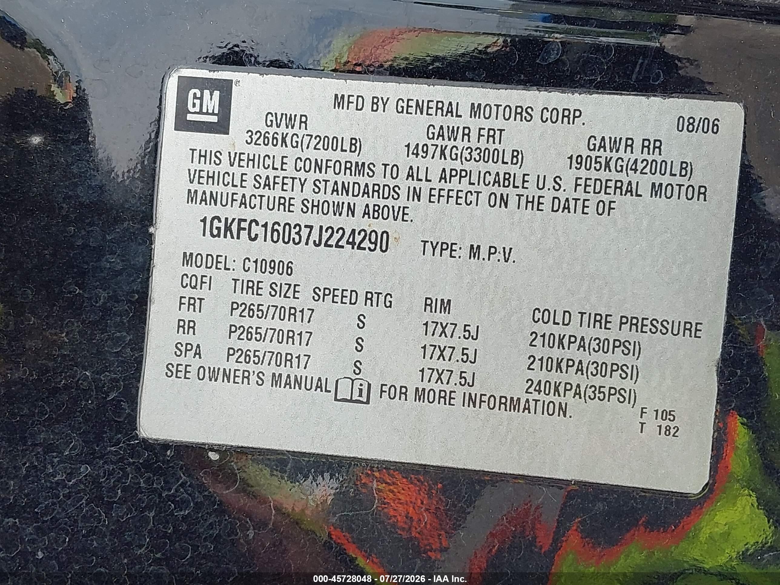 2007 Gmc Yukon Xl Sle Black vin: 1GKFC16037J224290