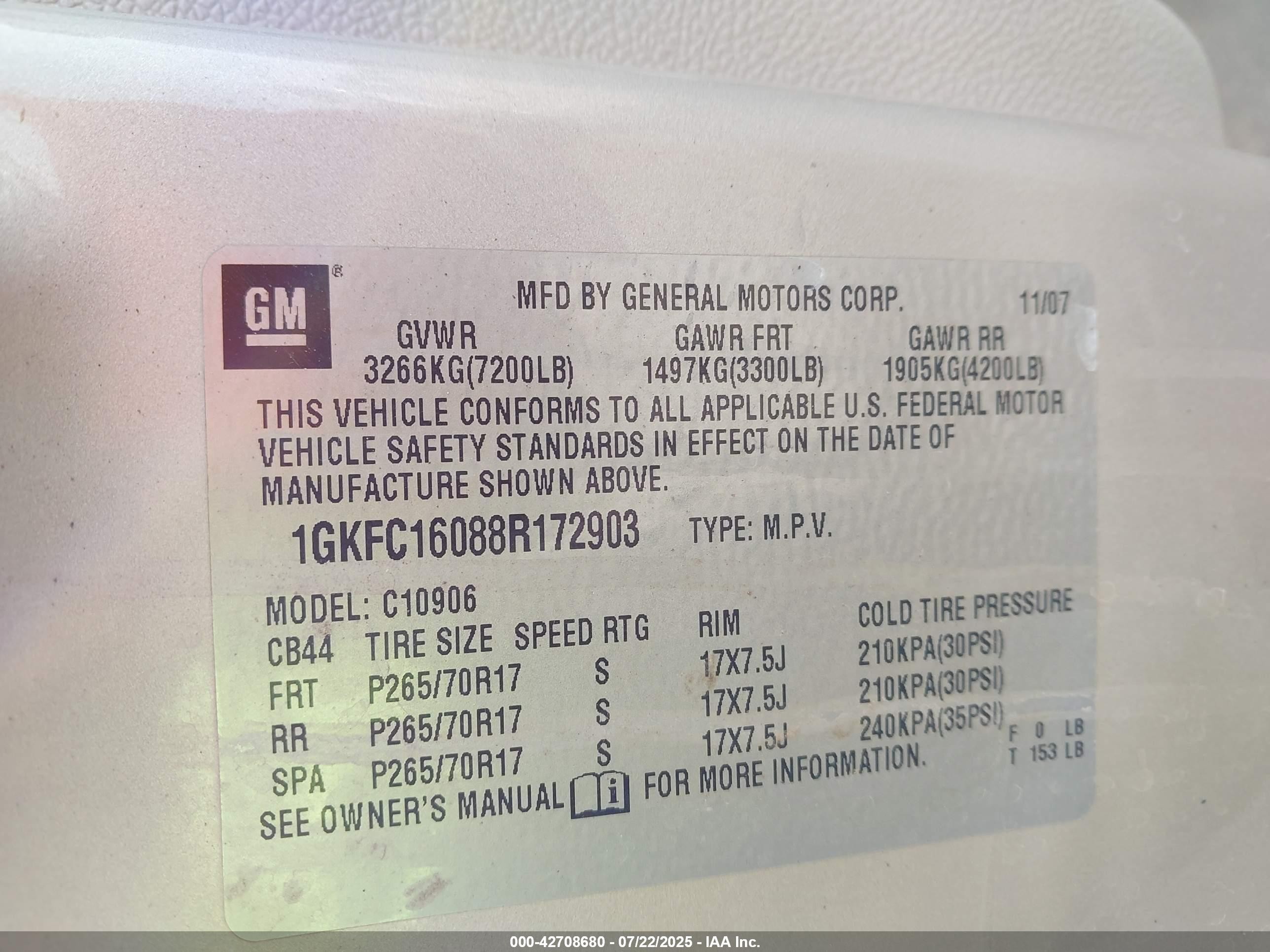 2008 Gmc Yukon Xl 1500 Sle Бежевый vin: 1GKFC16088R172903