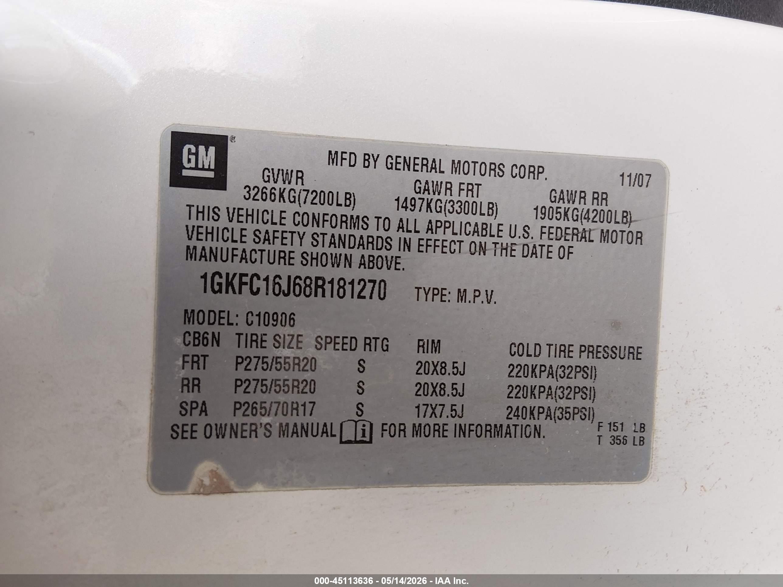 2008 Gmc Yukon Xl 1500 Slt White vin: 1GKFC16J68R181270