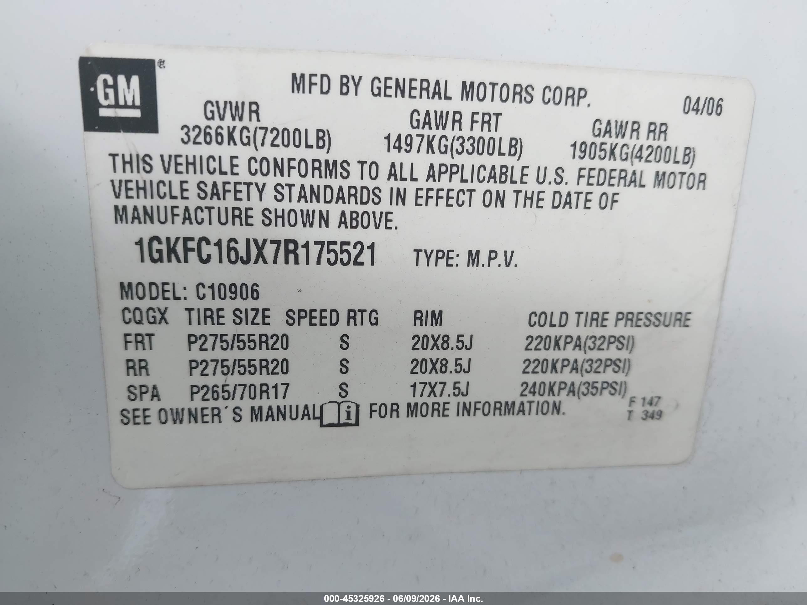 2007 Gmc Yukon Xl 1500 Slt White vin: 1GKFC16JX7R175521