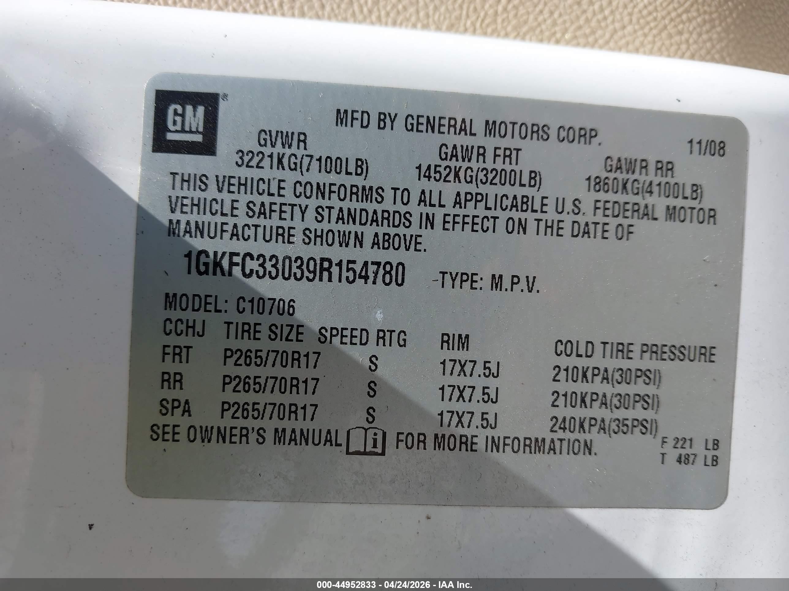 2009 Gmc Yukon Slt2 White vin: 1GKFC33039R154780