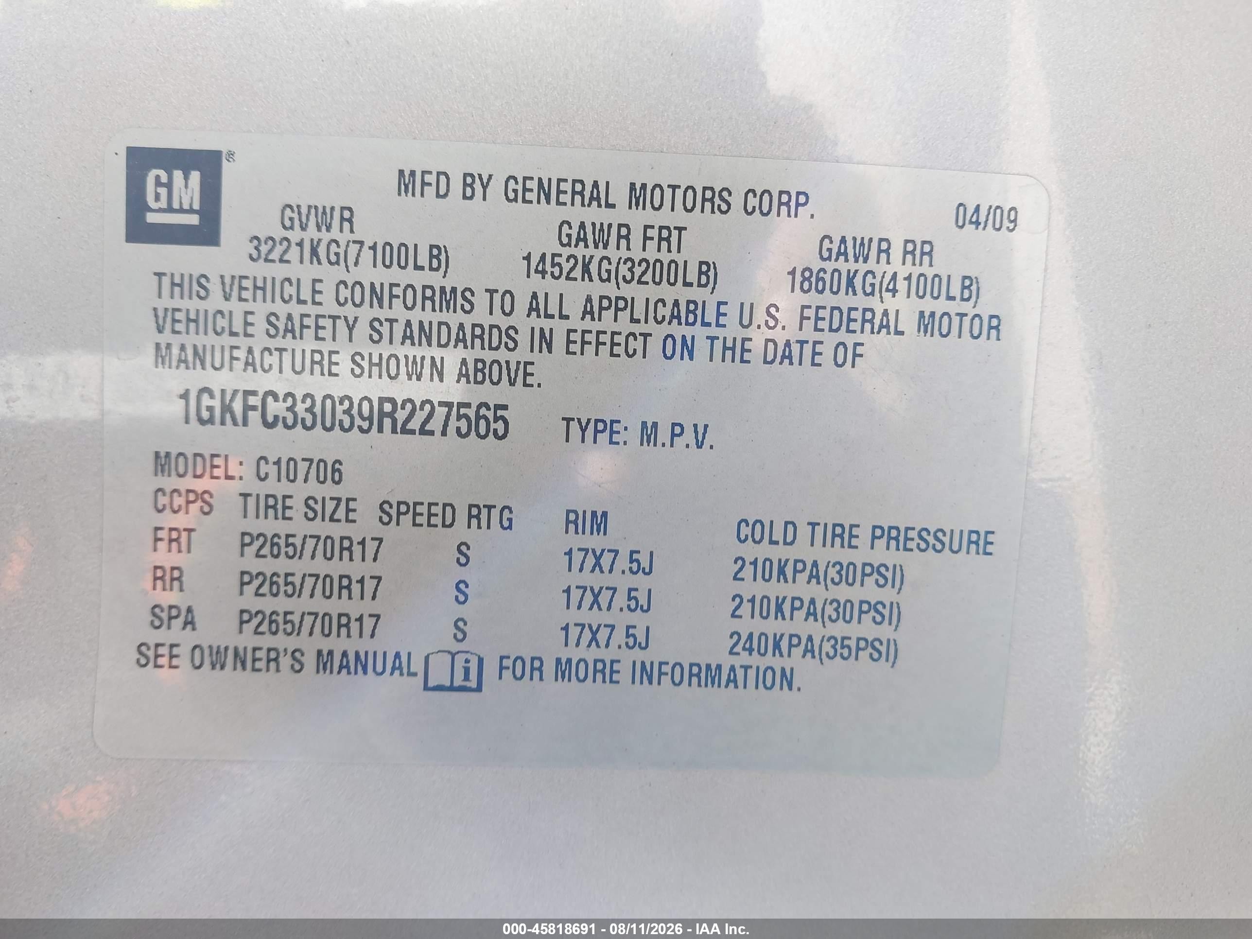 2009 Gmc Yukon Slt W/4sb Silver vin: 1GKFC33039R227565