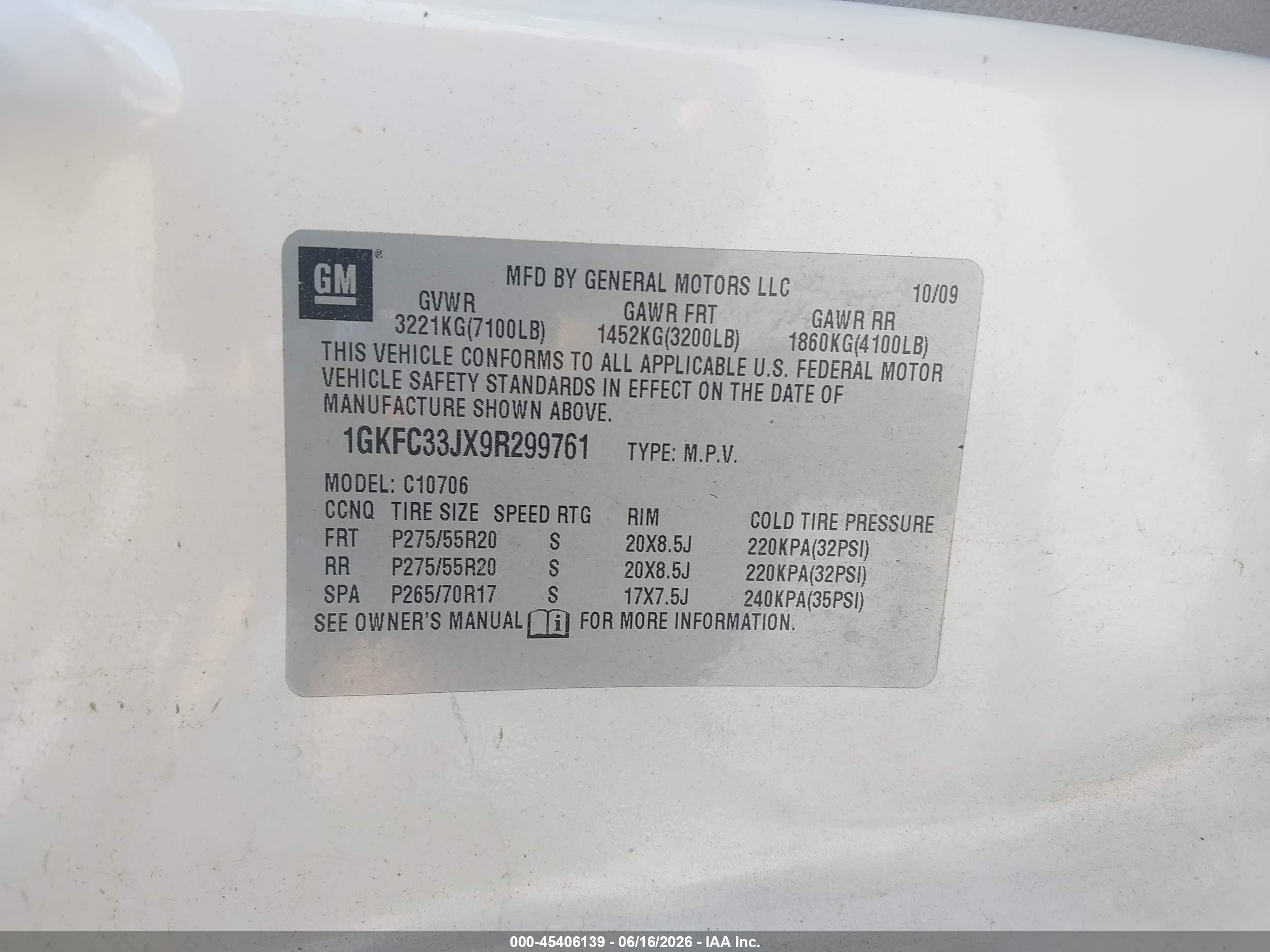 2009 Gmc Yukon Slt2 White vin: 1GKFC33JX9R299761
