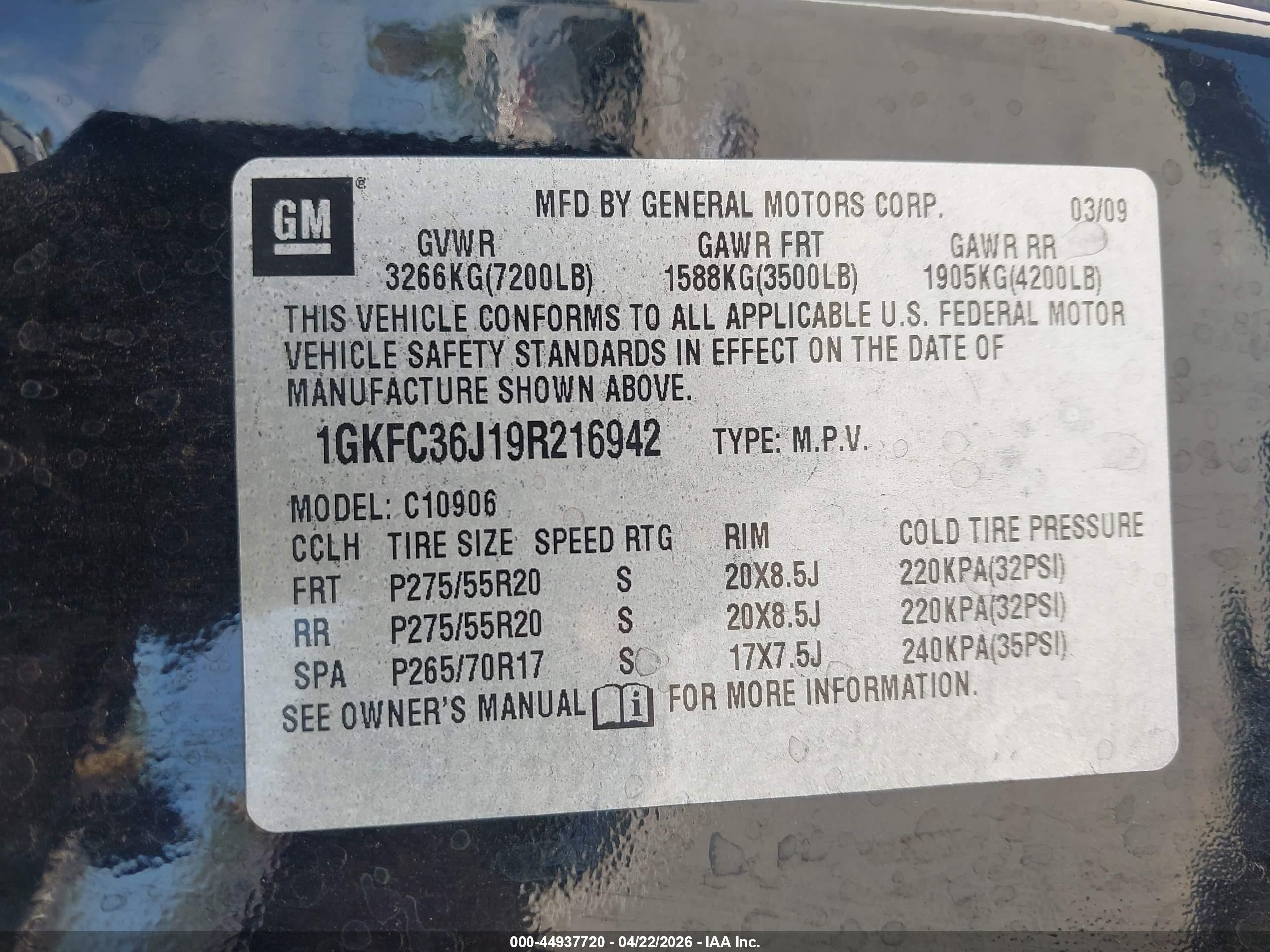 2009 Gmc Yukon Xl 1500 Slt2 Black vin: 1GKFC36J19R216942