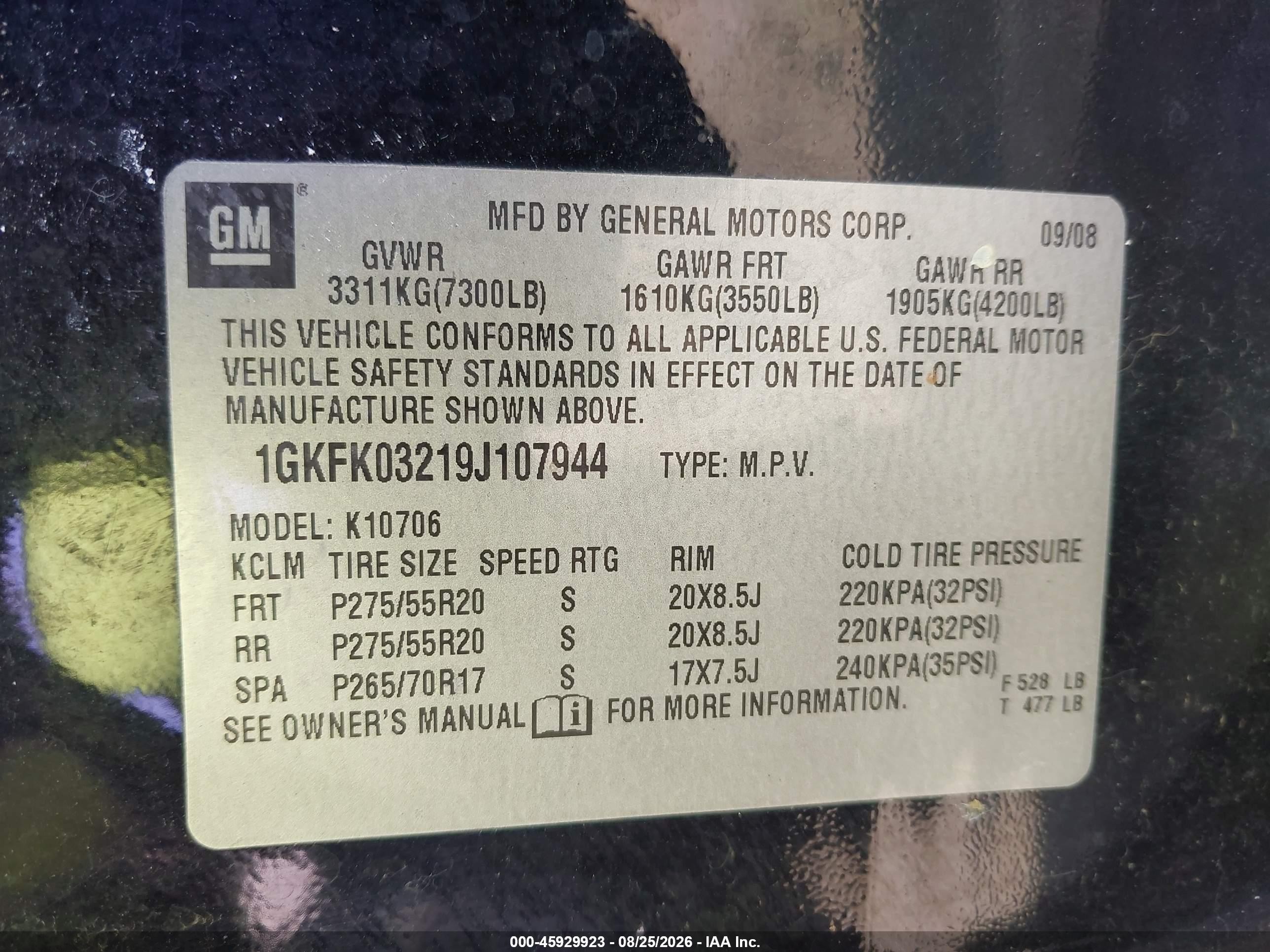 2009 Gmc Yukon Denali Denali Black vin: 1GKFK03219J107944