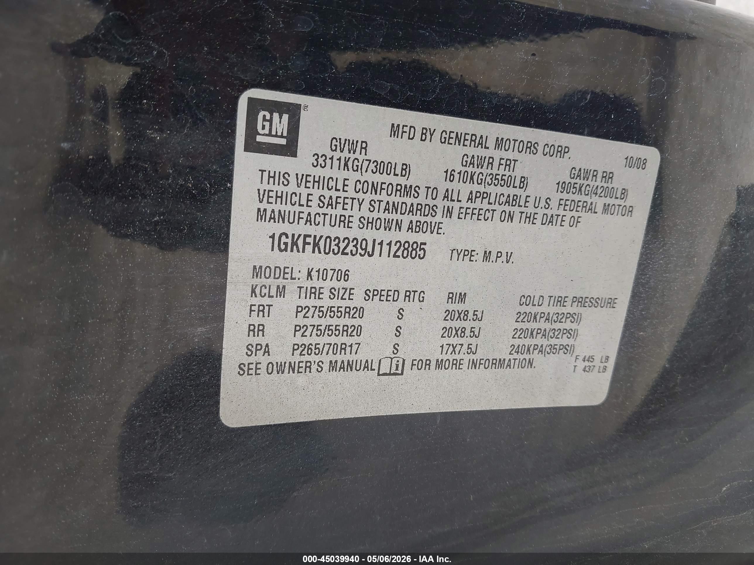2009 Gmc Yukon Denali Black vin: 1GKFK03239J112885