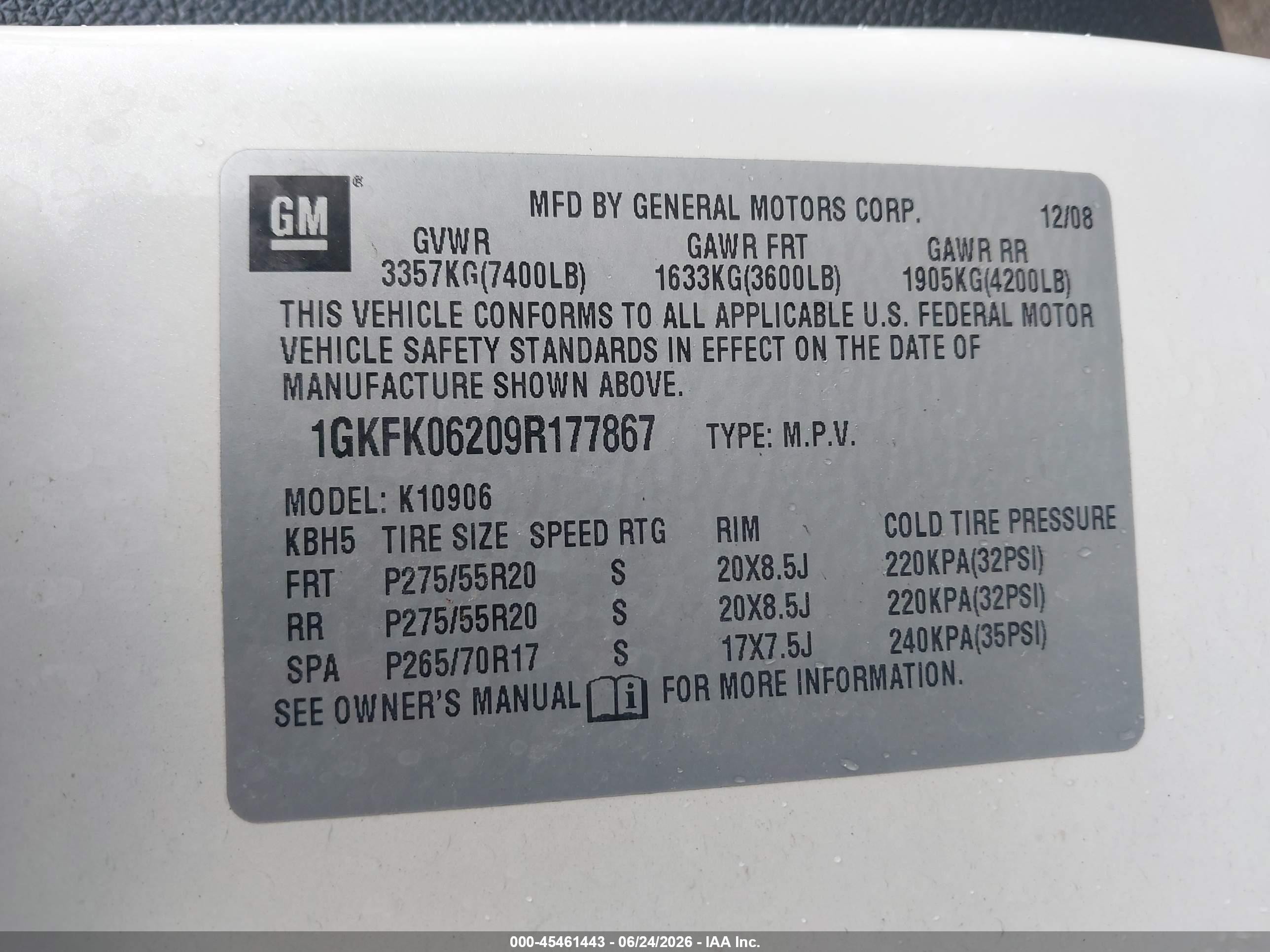 2009 Gmc Yukon Xl Denali Denali White vin: 1GKFK06209R177867